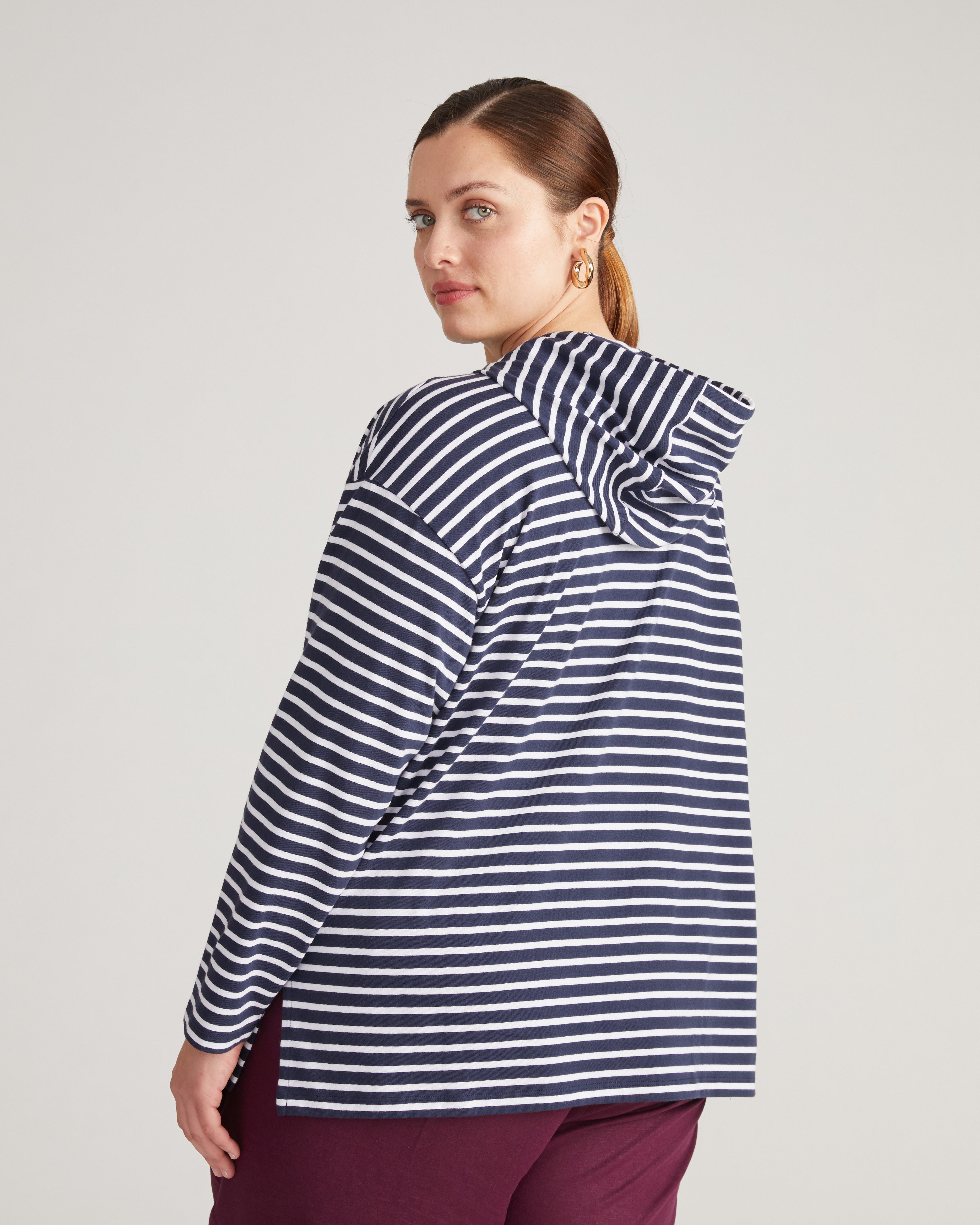 Baja Breton Stripe Hoodie - Navy/White Stripe