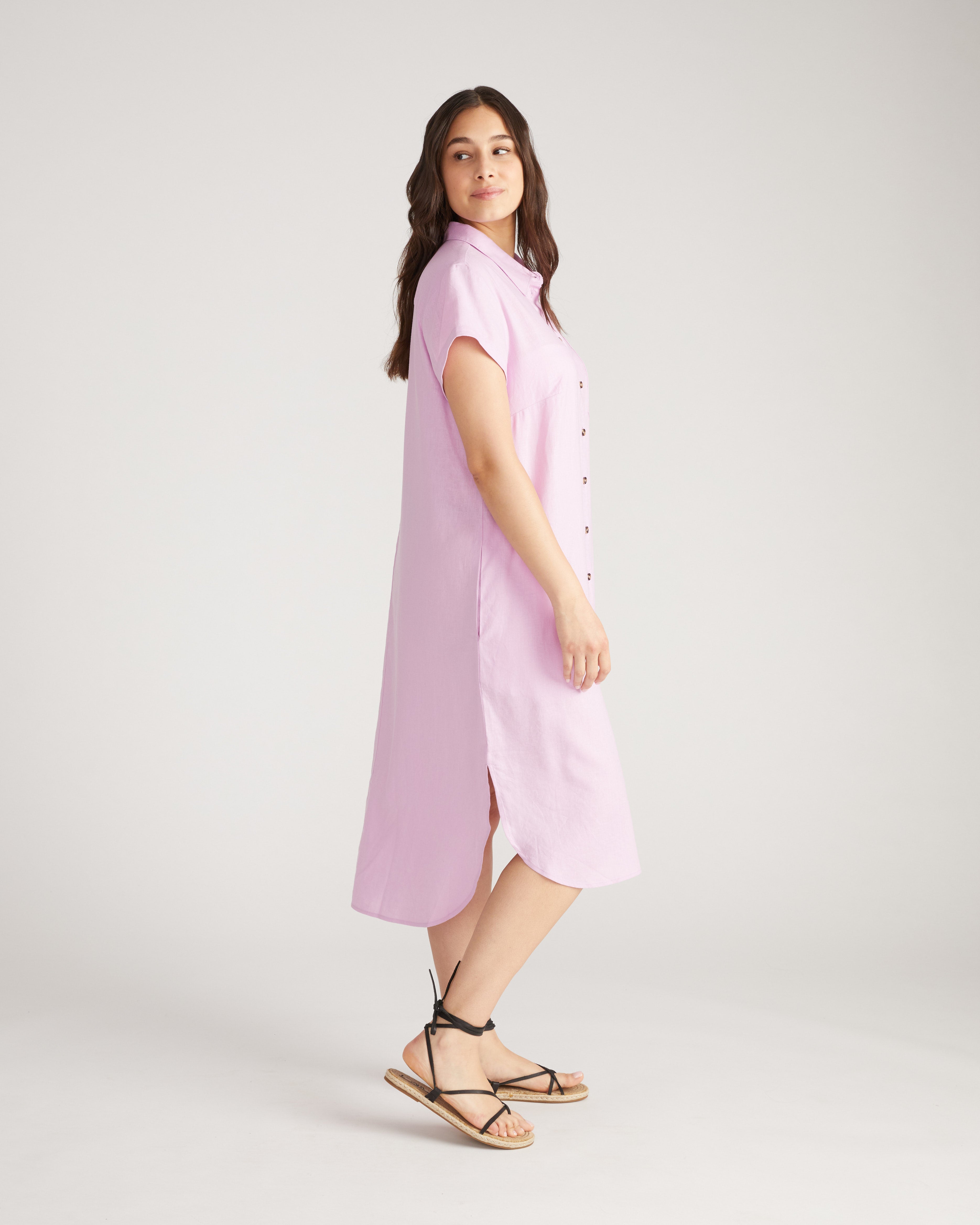 Dune Linen Blend Shirtdress - Lilac