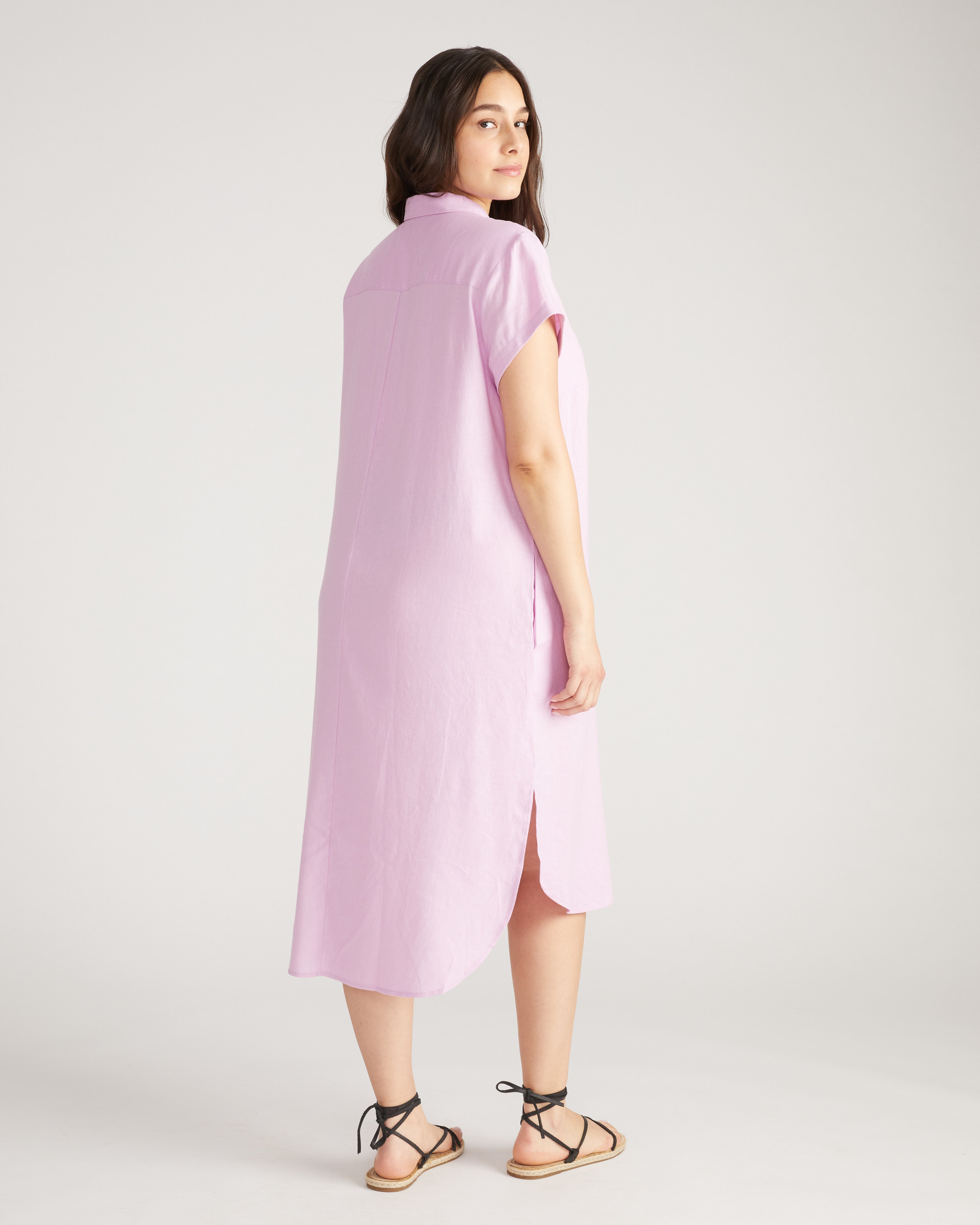 Dune Linen Blend Shirtdress - Lilac