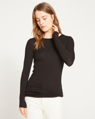 Cloud Rib Long Sleeve Crew Neck Tee - Black