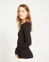 Cloud Rib Long Sleeve Crew Neck Tee - Black