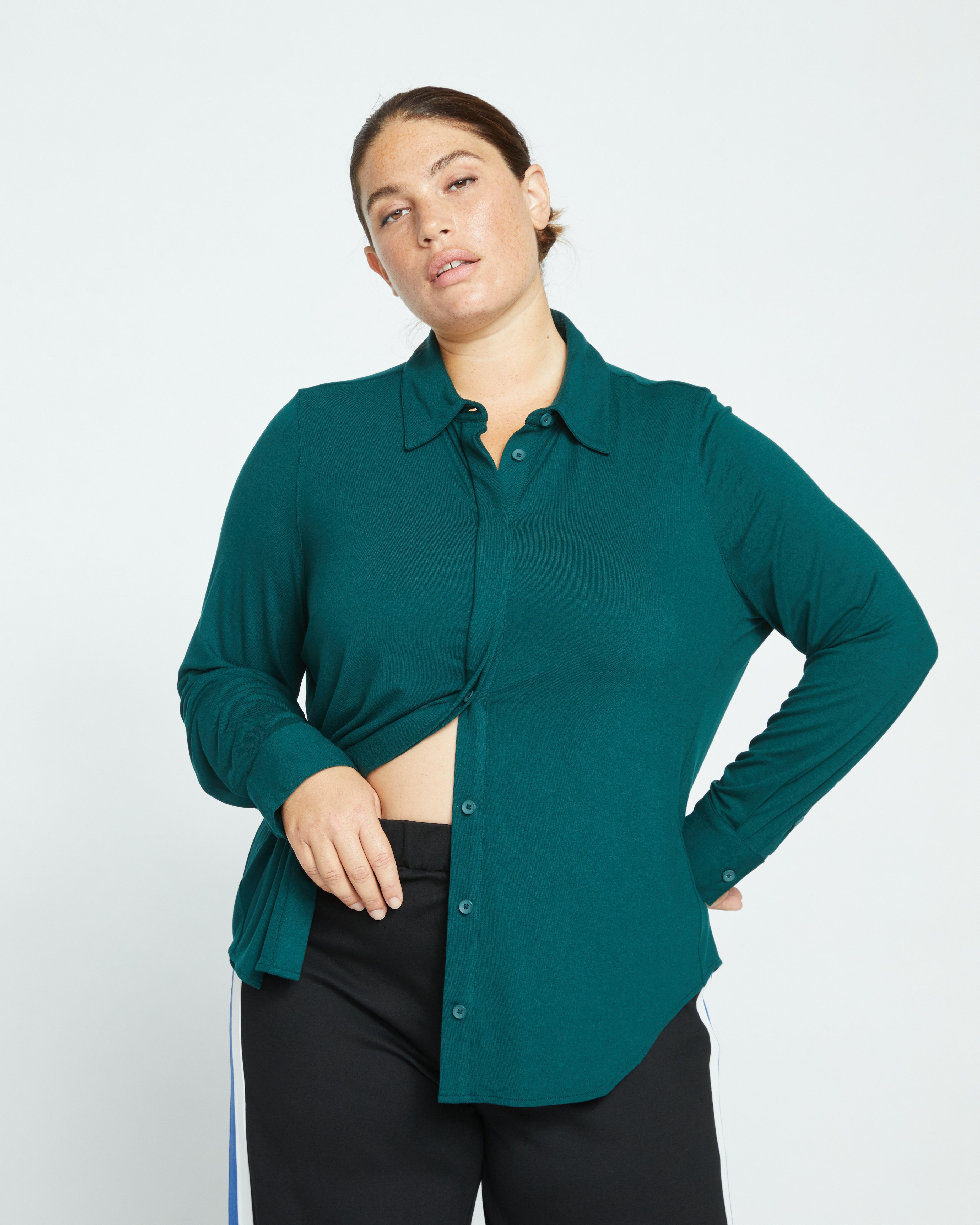 Elbe Liquid Jersey Shirt Classic Fit - Forest Green