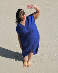 Cabana Linen Blend Kaftan - Ultramarine