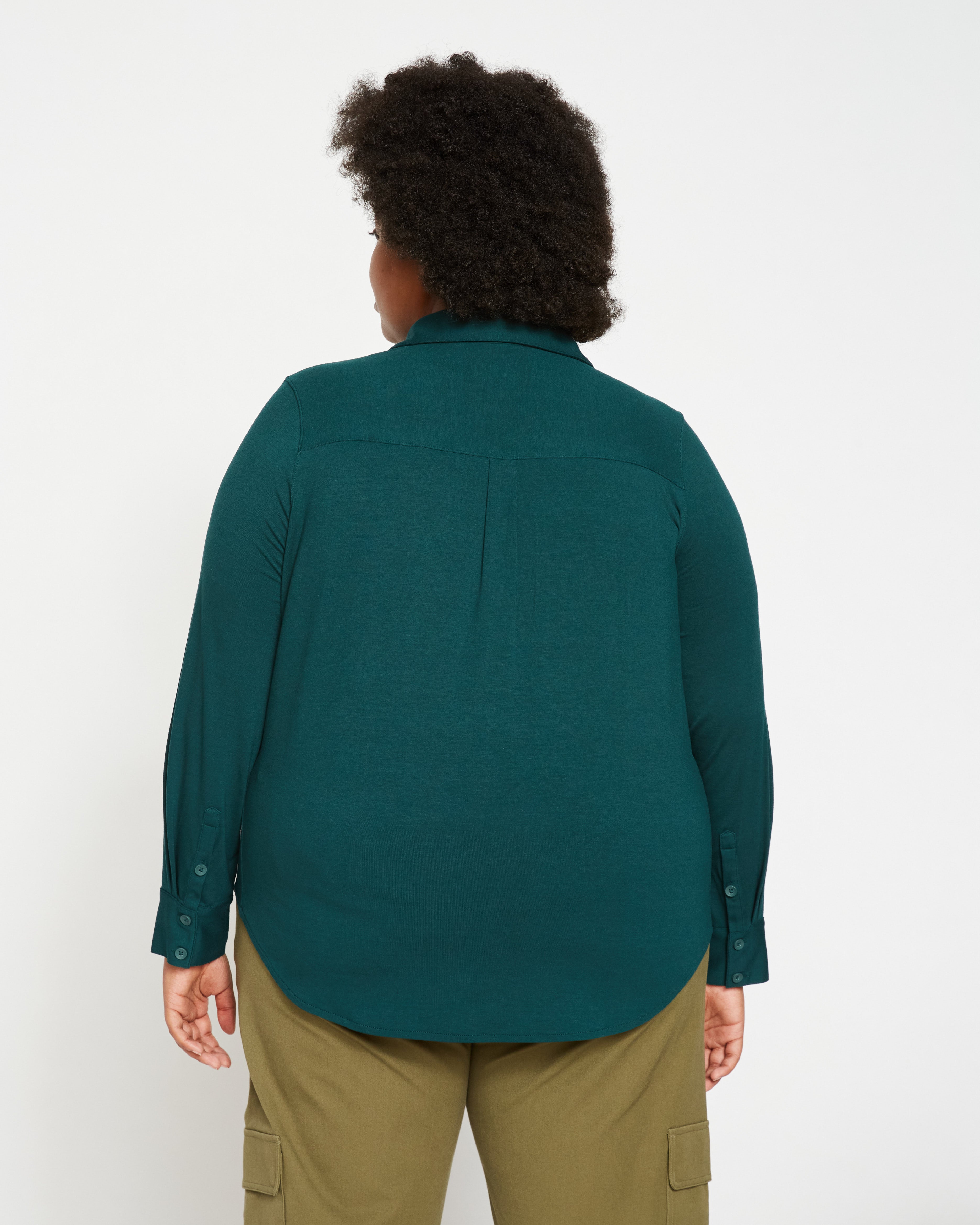Elbe Popover Liquid Jersey Shirt Classic Fit - Forest Green