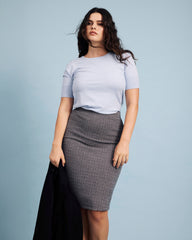 Danube Ponte Skirt - Herringbone Tweed