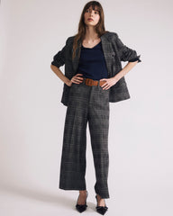 4 Pocket Ponte Blazer - British Plaid