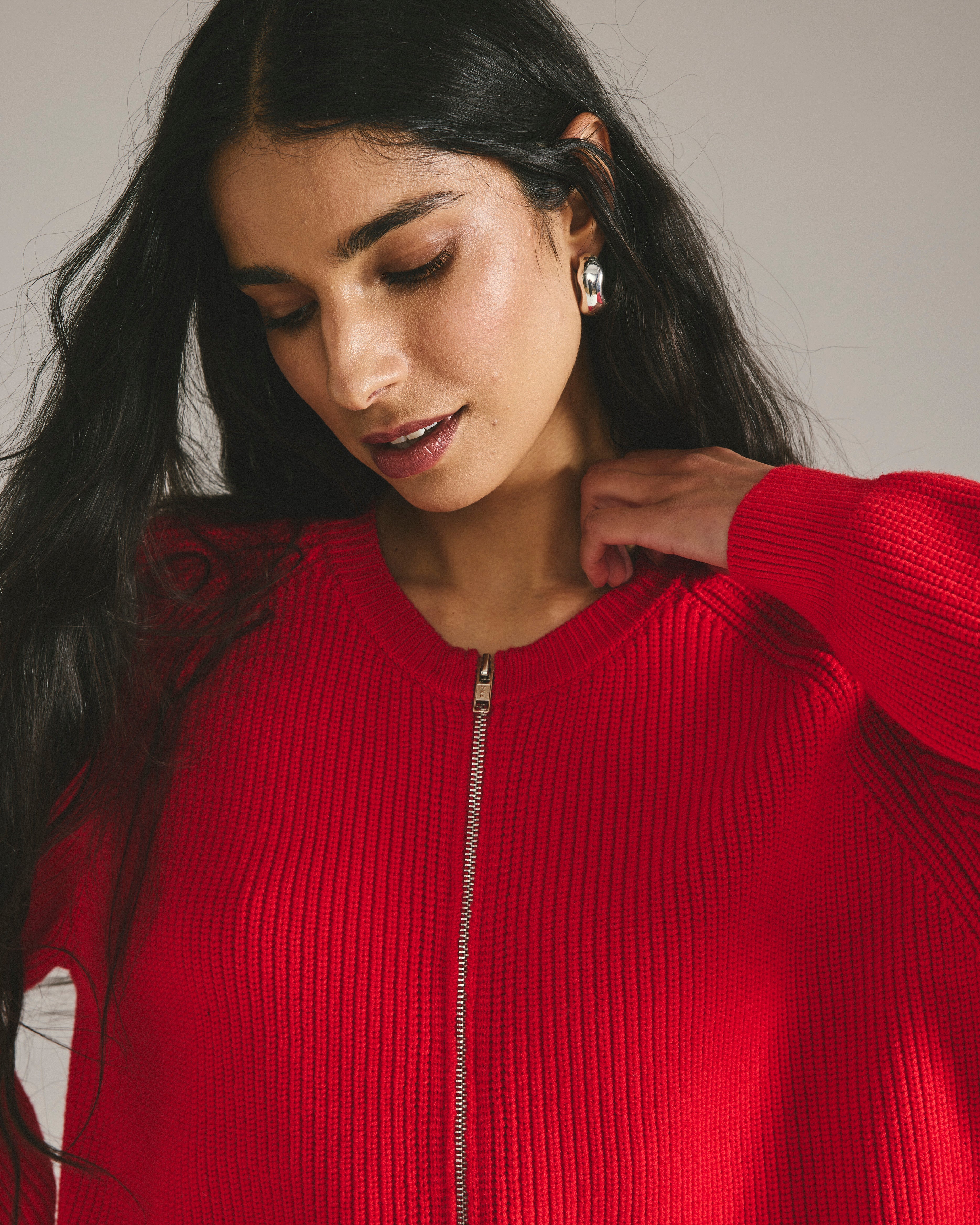 Better-Than-Wool Zip Cardigan - Lipstick
