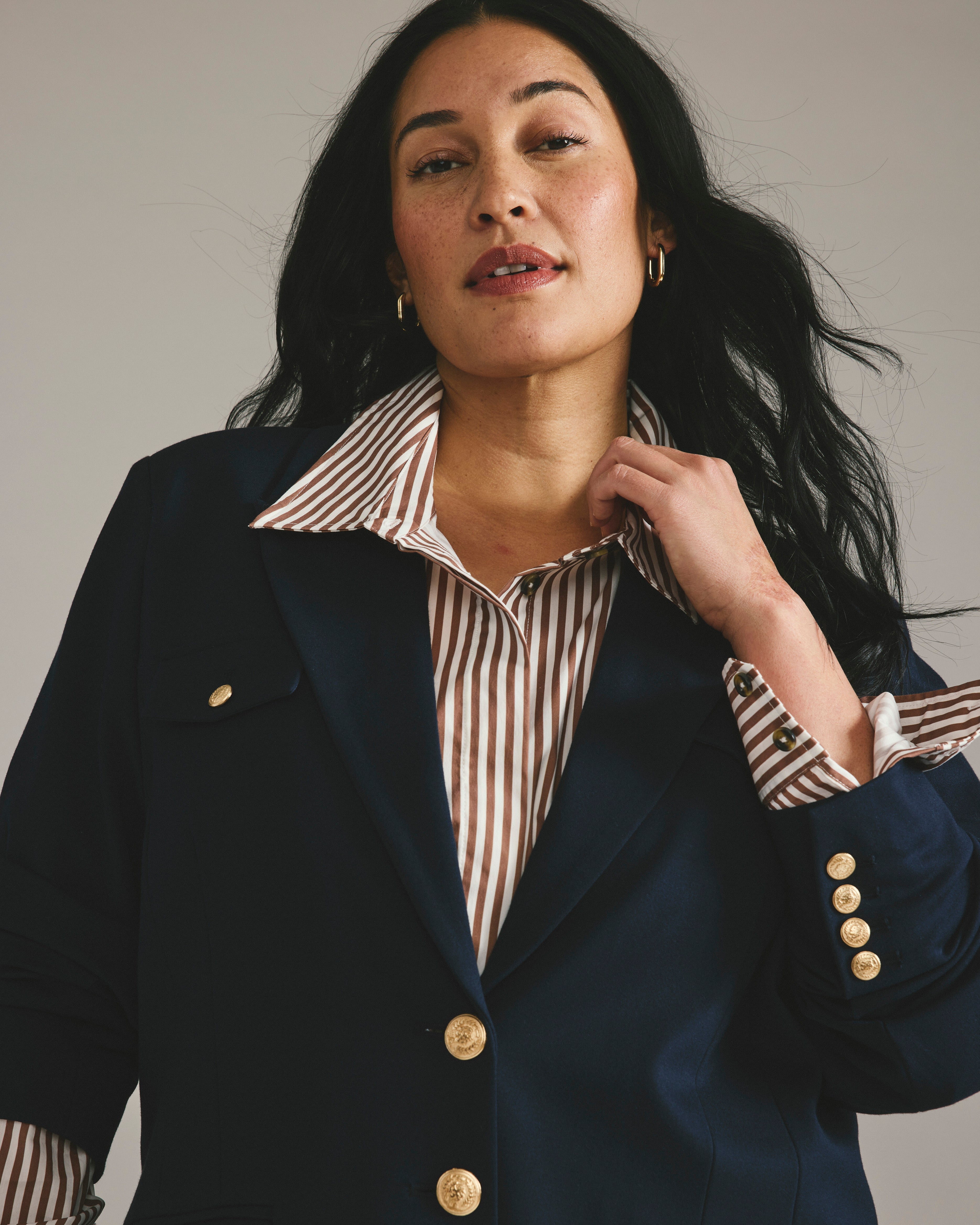 4 Pocket Uniform Ponte Blazer - Navy with Gold Buttons