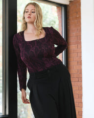 Agatha Liquid Jersey Top - Gamay Serpent Print