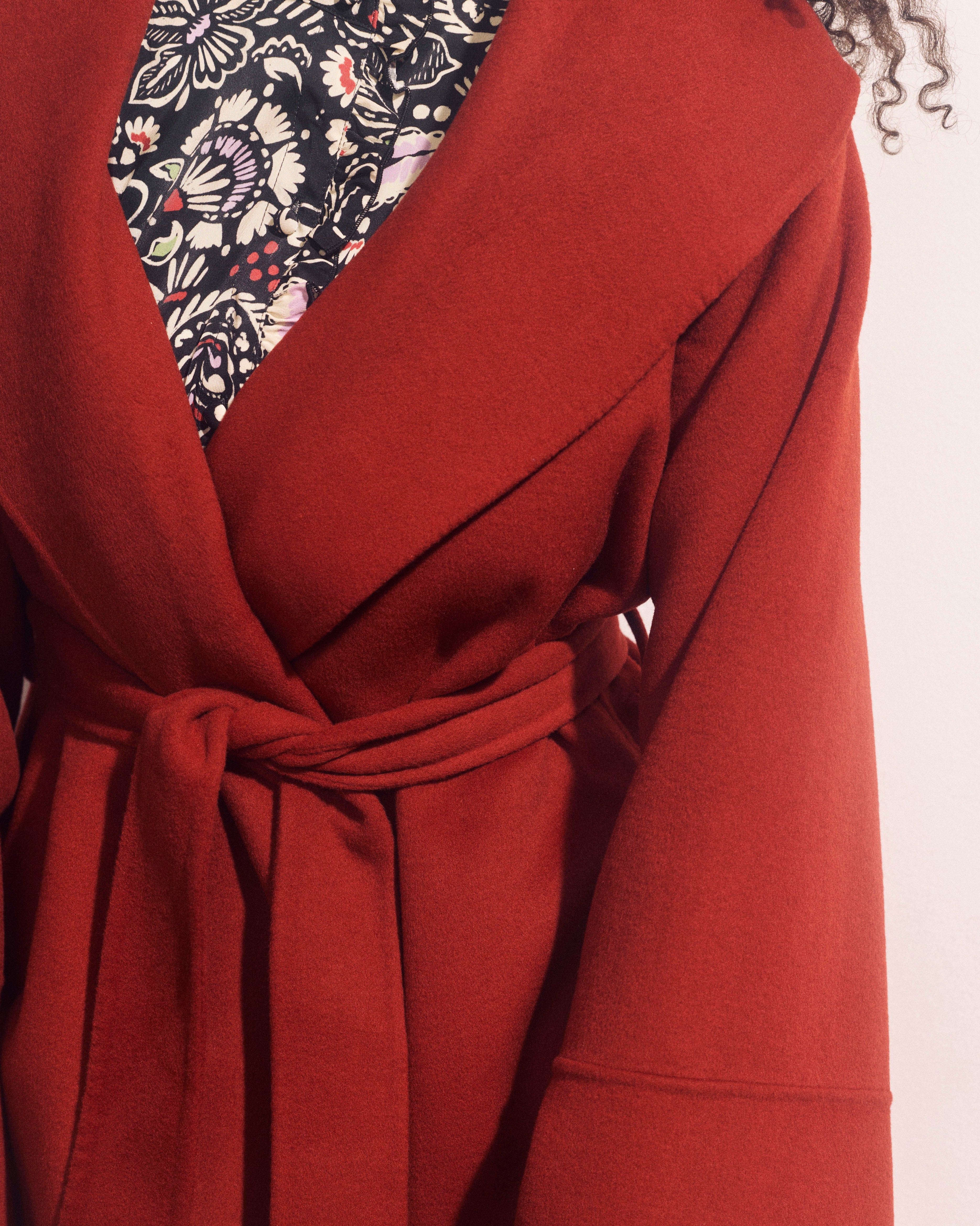 Asha Double Face Wool Blend Coat - Rustic Red