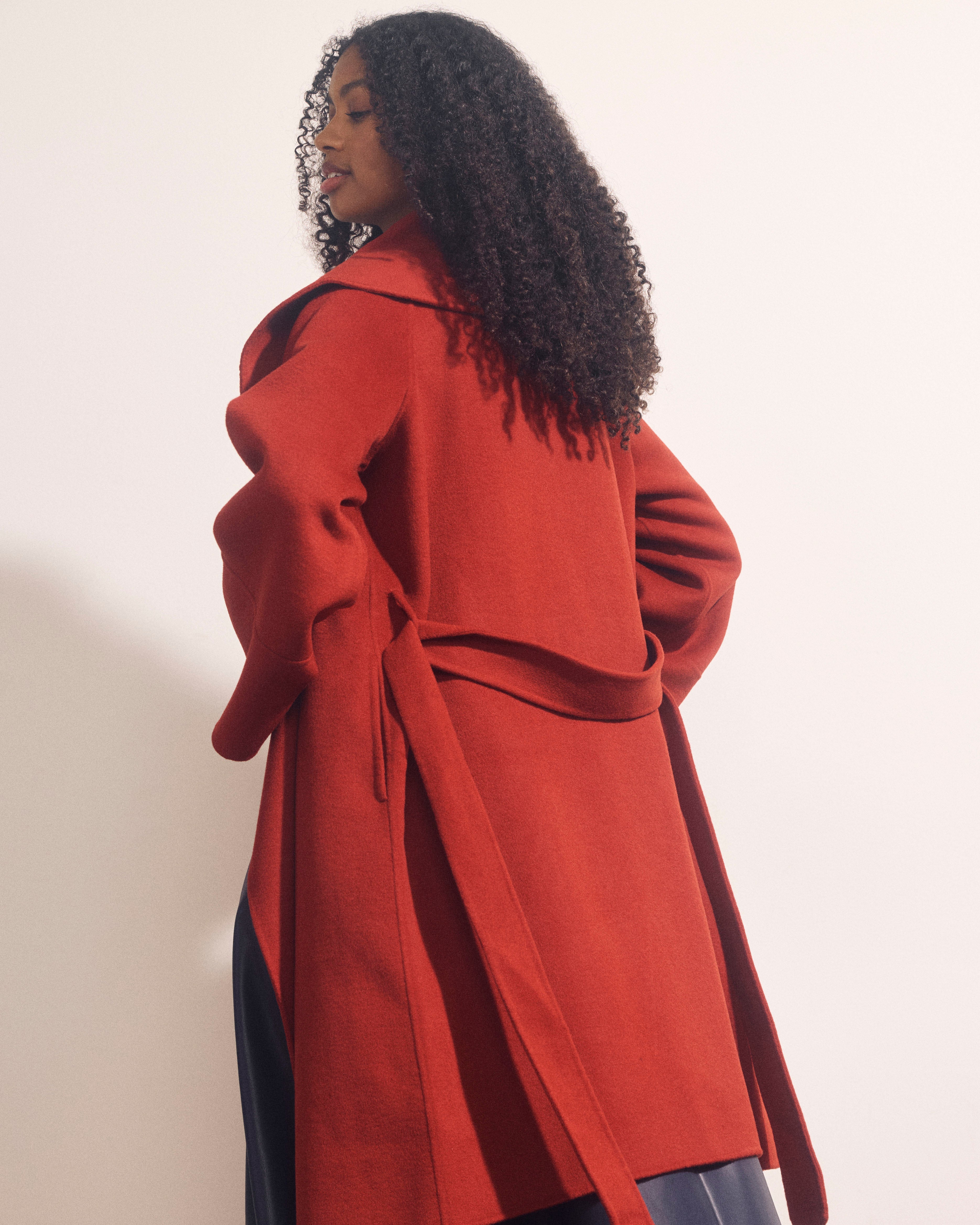 Asha Double Face Wool Blend Coat - Rustic Red