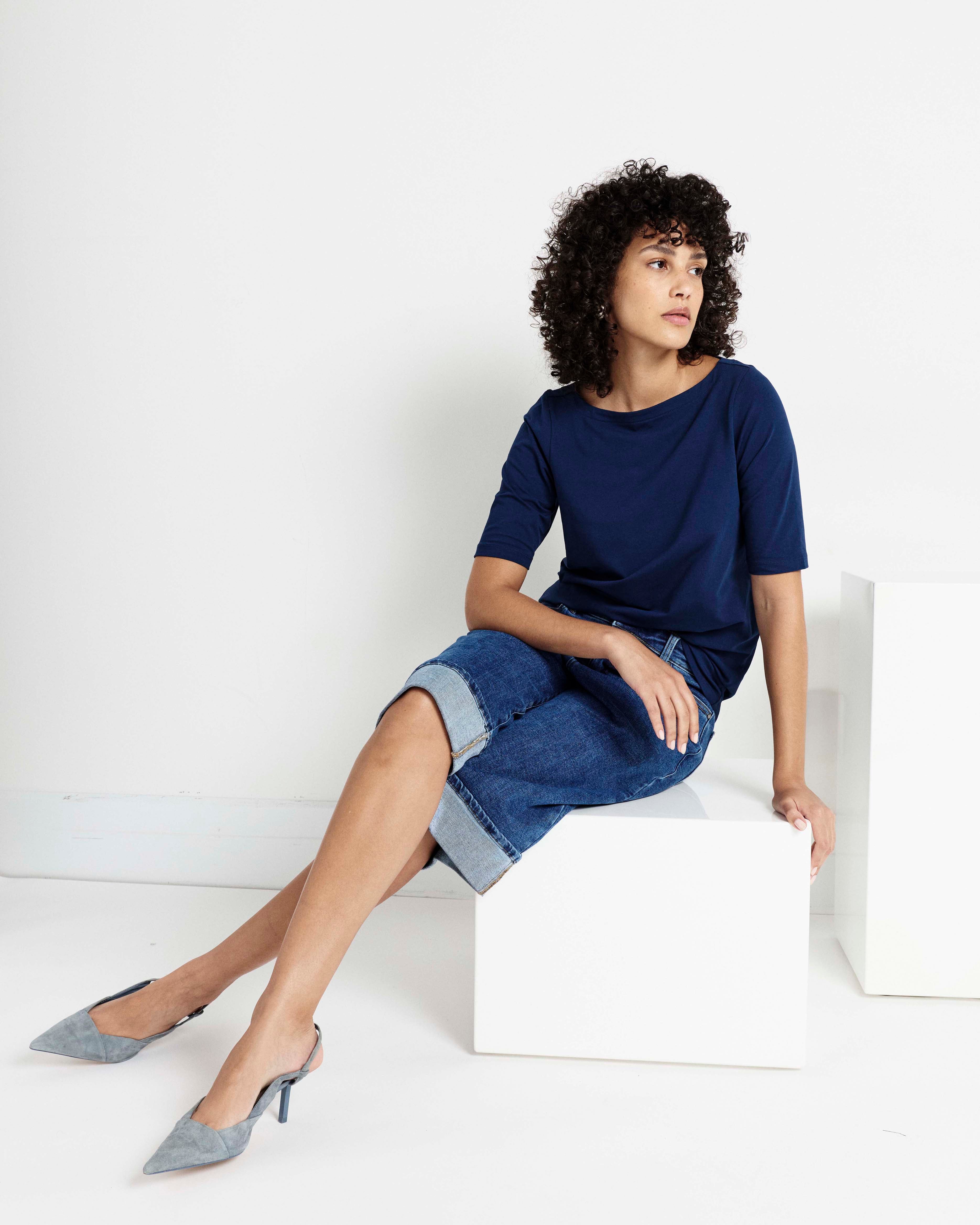 Bella Boatneck Tee - Pageant Blue
