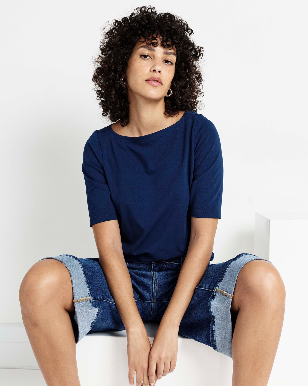 Bella Boatneck Tee - Pageant Blue