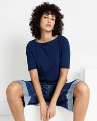 Bella Boatneck Tee - Pageant Blue