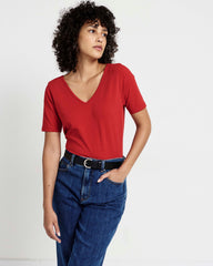 Double V Tee - Ruby Red