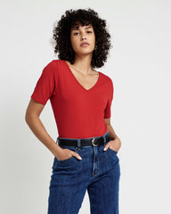Double V Tee - Ruby Red