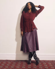 Charlotte Faux Leather Skirt - Gamay