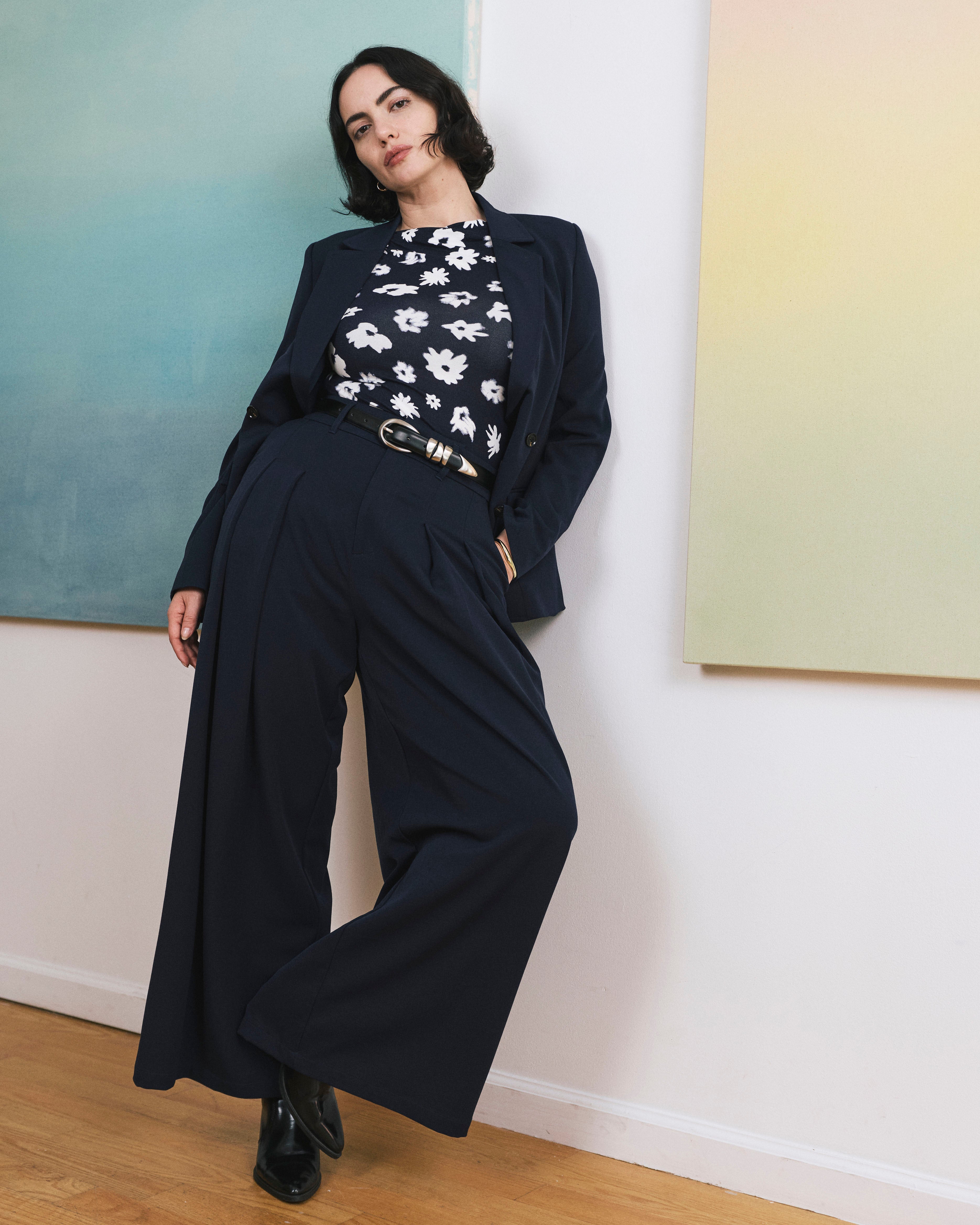 All Day Perfect Palais Wide Leg Pants - Navy