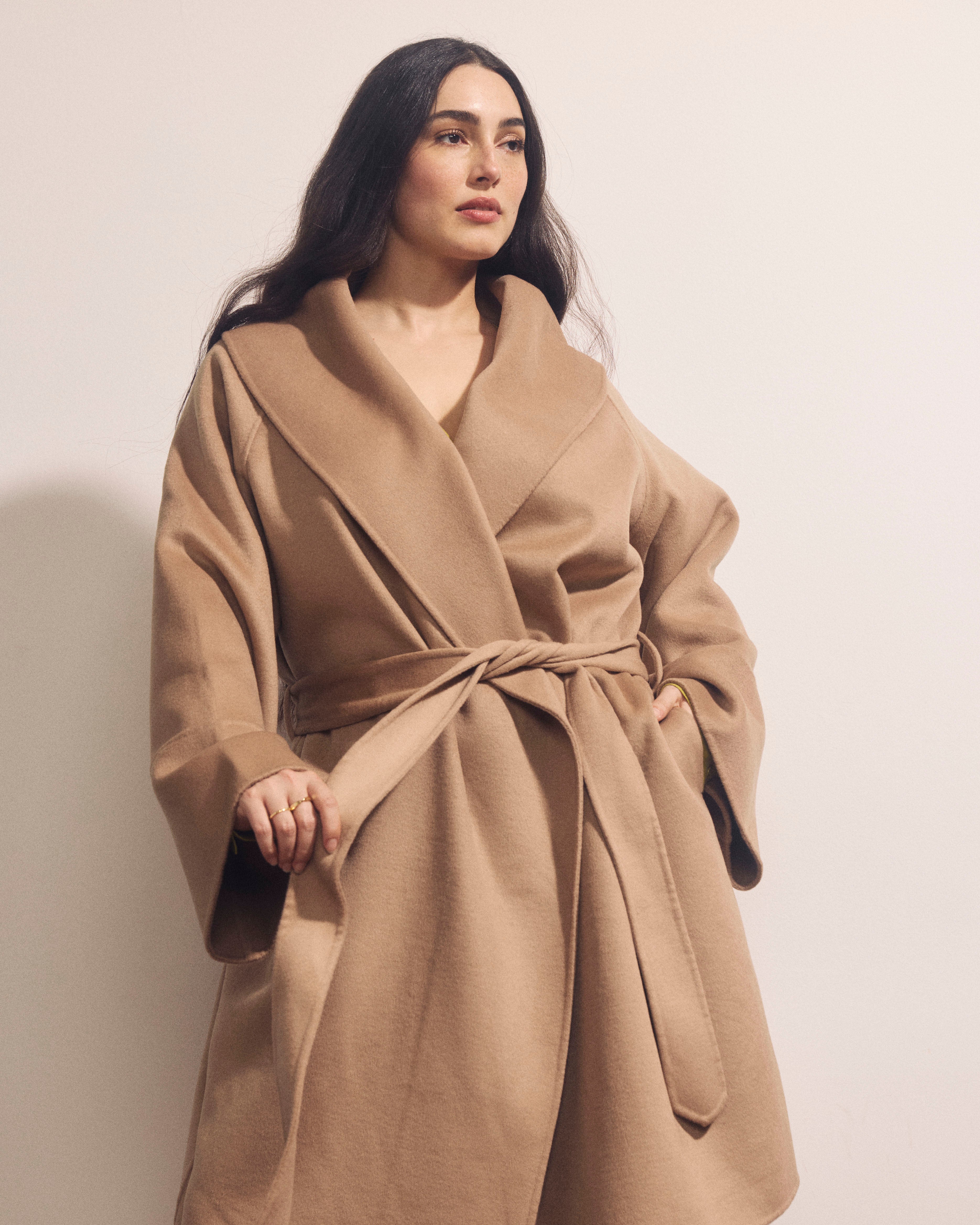 Asha Double Face Wool Blend Coat - Biscotti
