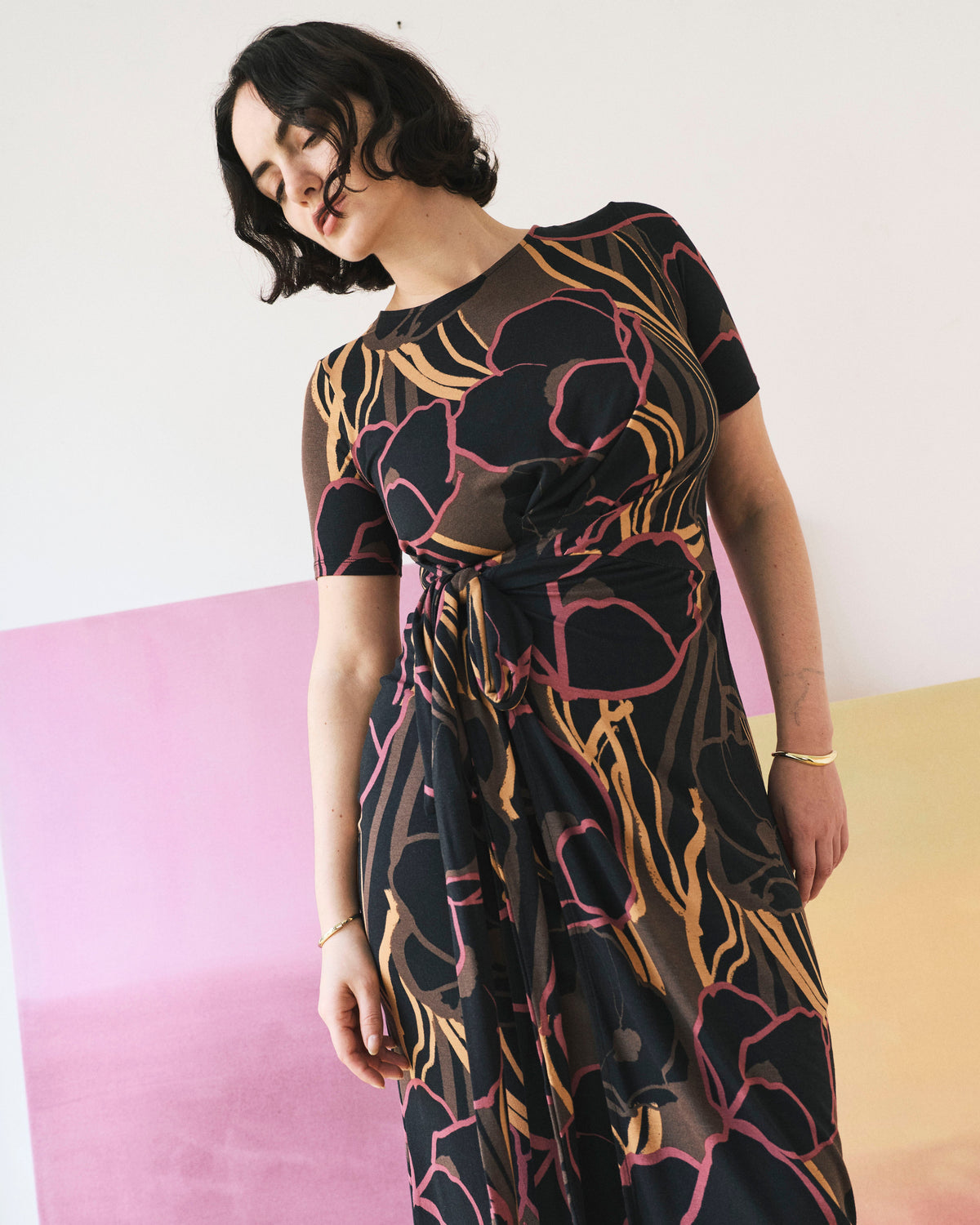 Delilah Liquid Jersey Dress - Poppy Field Print