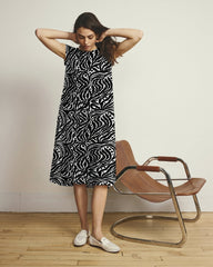 Capri Divine Jersey Flared Dress - Black Bosco Print