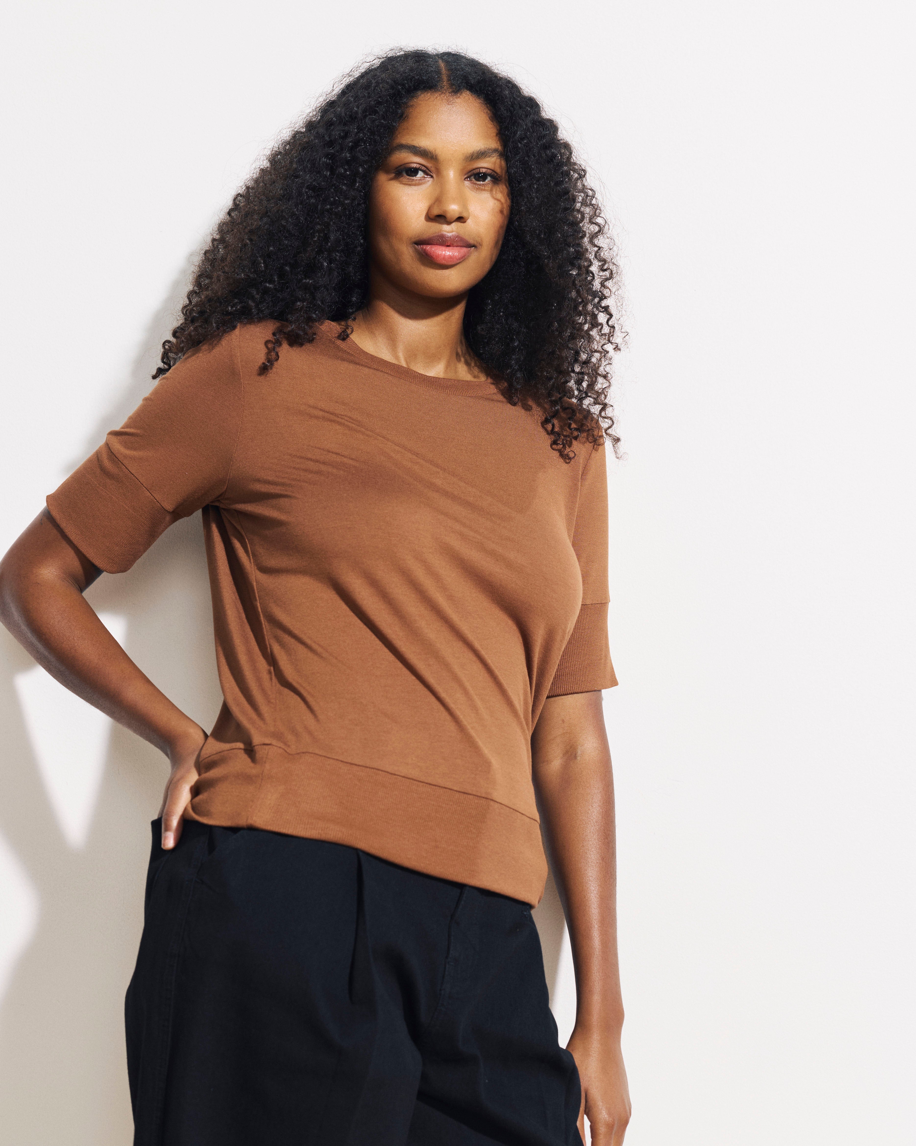 Aimee Liquid Jersey Rib Hem Tee - Pony