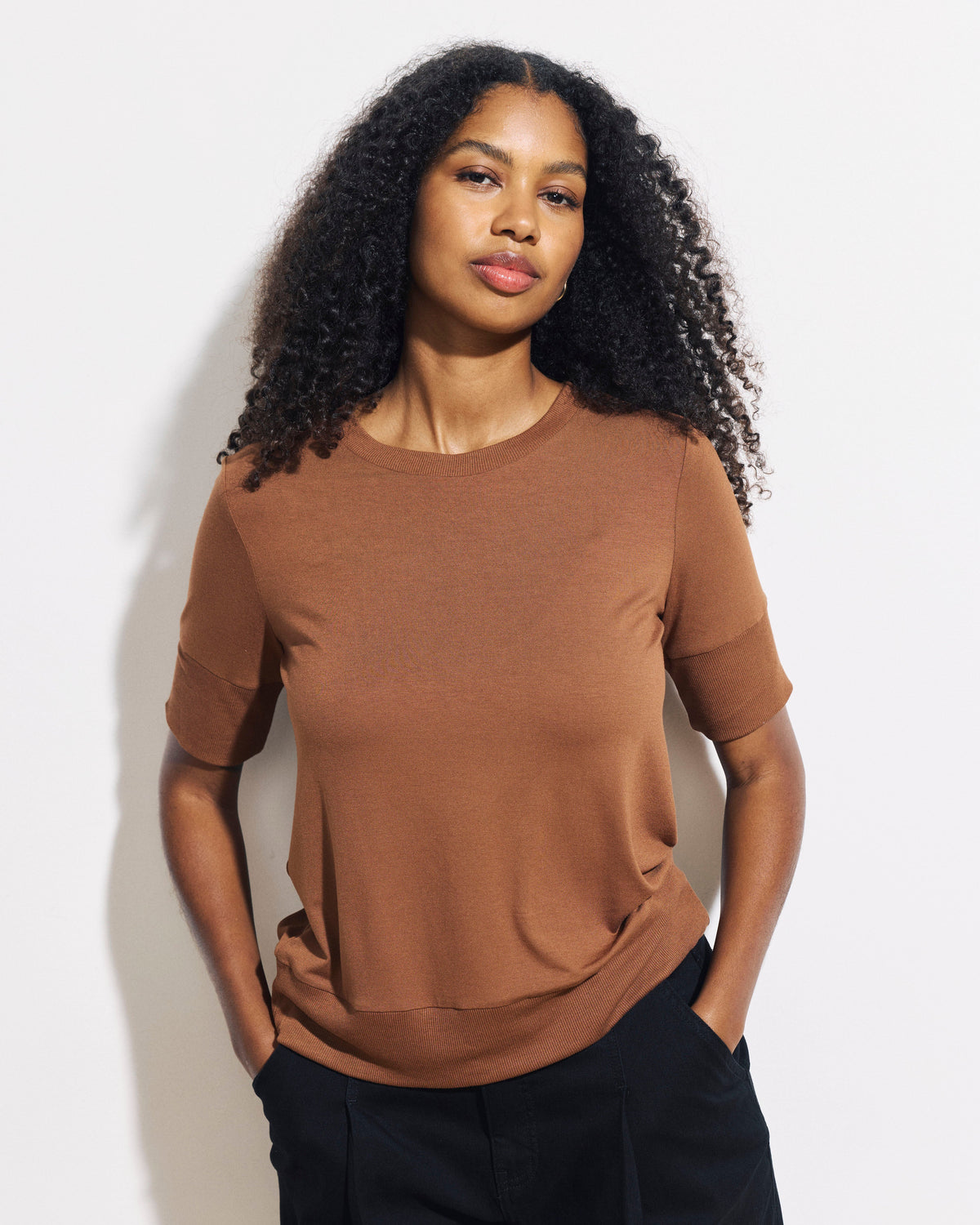 Aimee Liquid Jersey Rib Hem Tee - Pony