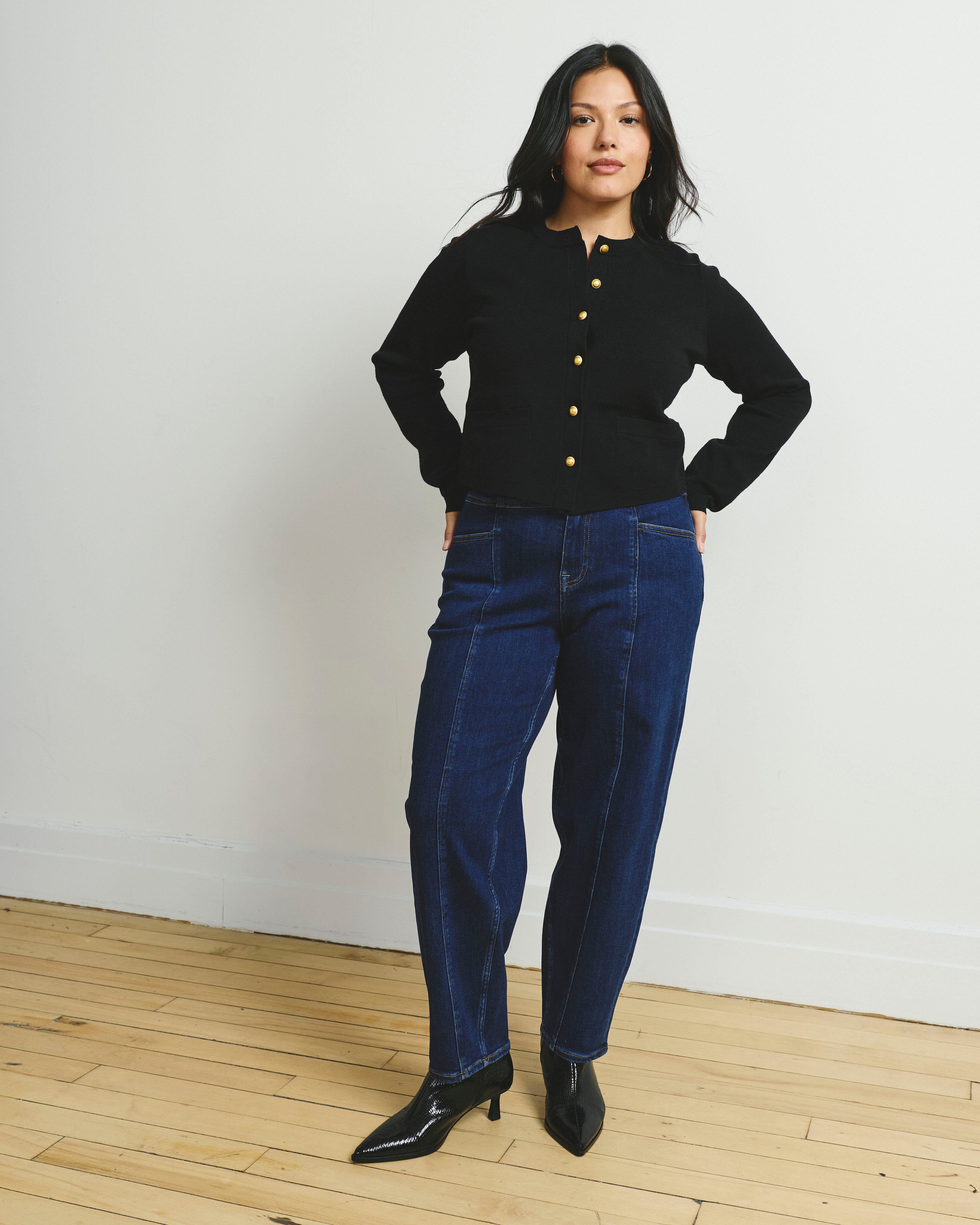 Gabrielle Button-Front Cardigan - Black