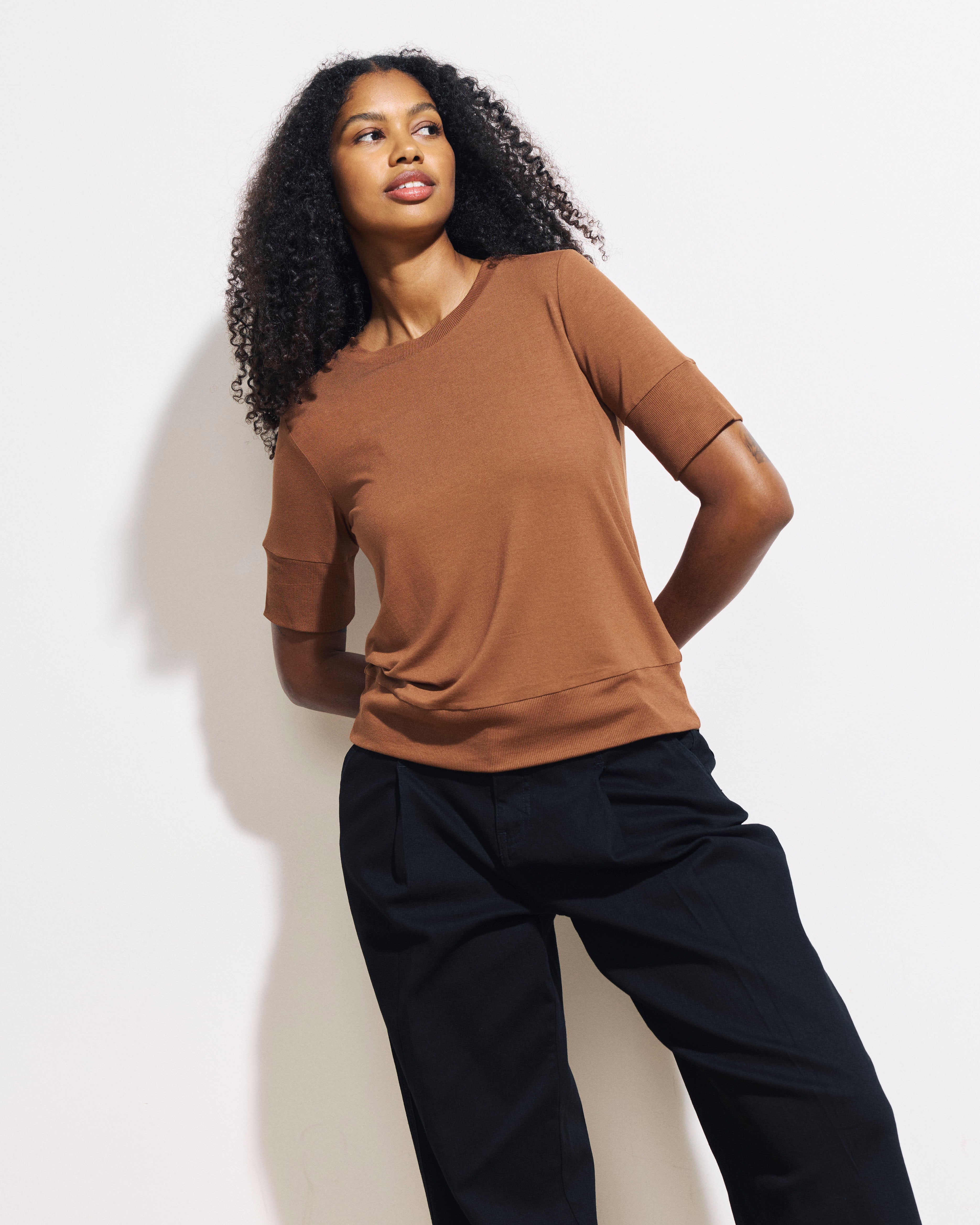 Aimee Liquid Jersey Rib Hem Tee - Pony