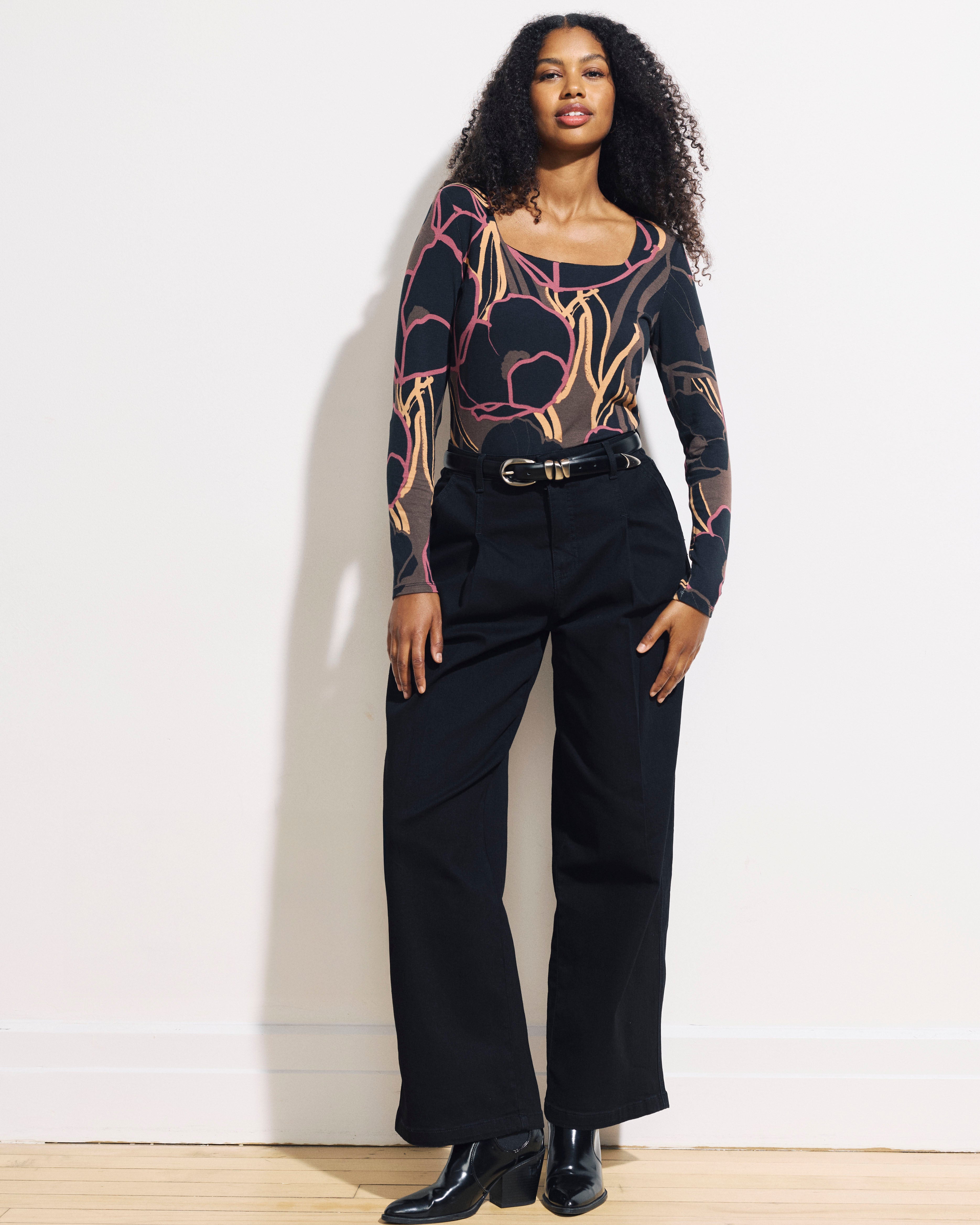 Agatha Liquid Jersey Top - Poppy Field Print