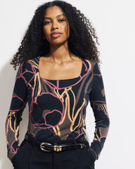 Agatha Liquid Jersey Top - Poppy Field Print