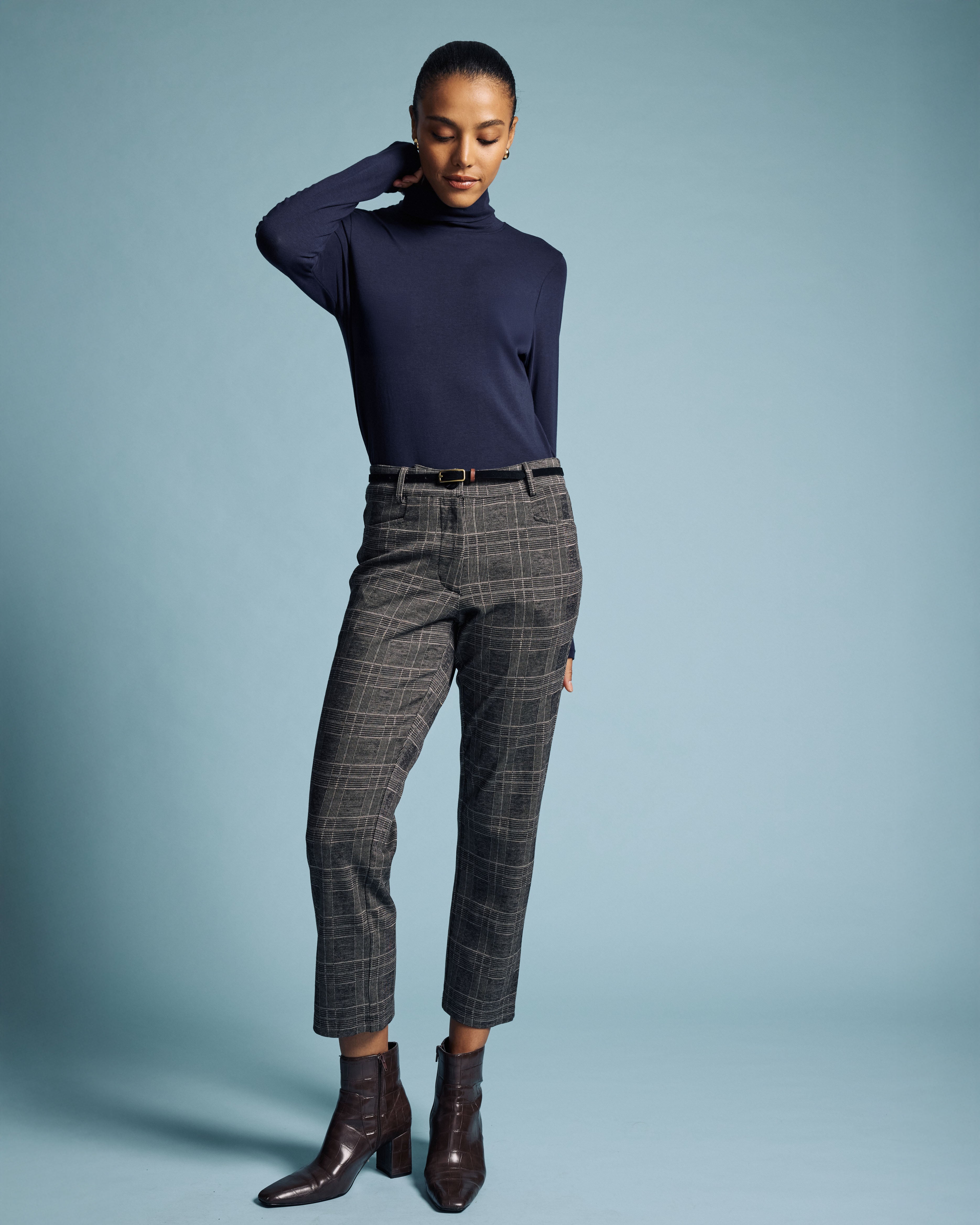 Cigarette Ponte Pants - British Plaid