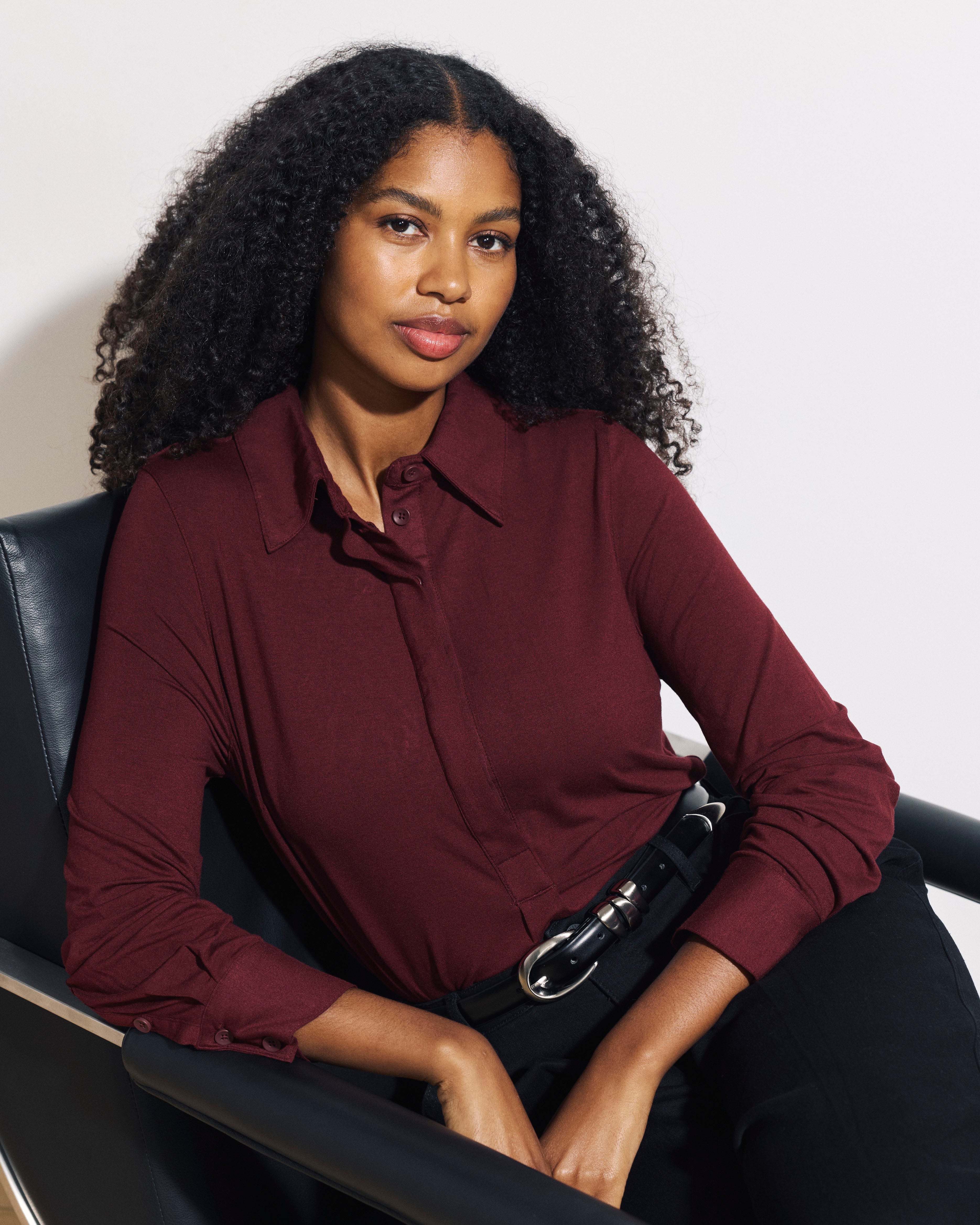 Elbe Popover Liquid Jersey Shirt Classic Fit - Deep Red