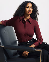 Elbe Popover Liquid Jersey Shirt Classic Fit - Deep Red