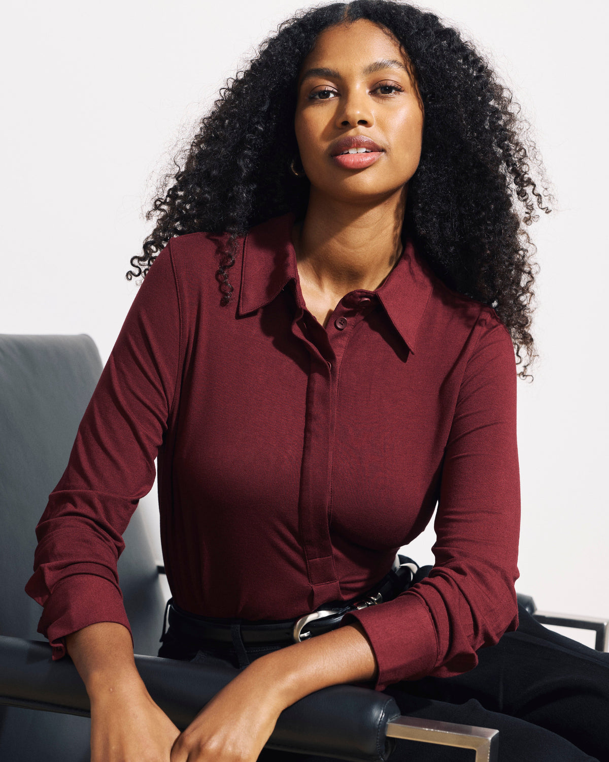 Elbe Popover Liquid Jersey Shirt Classic Fit - Deep Red