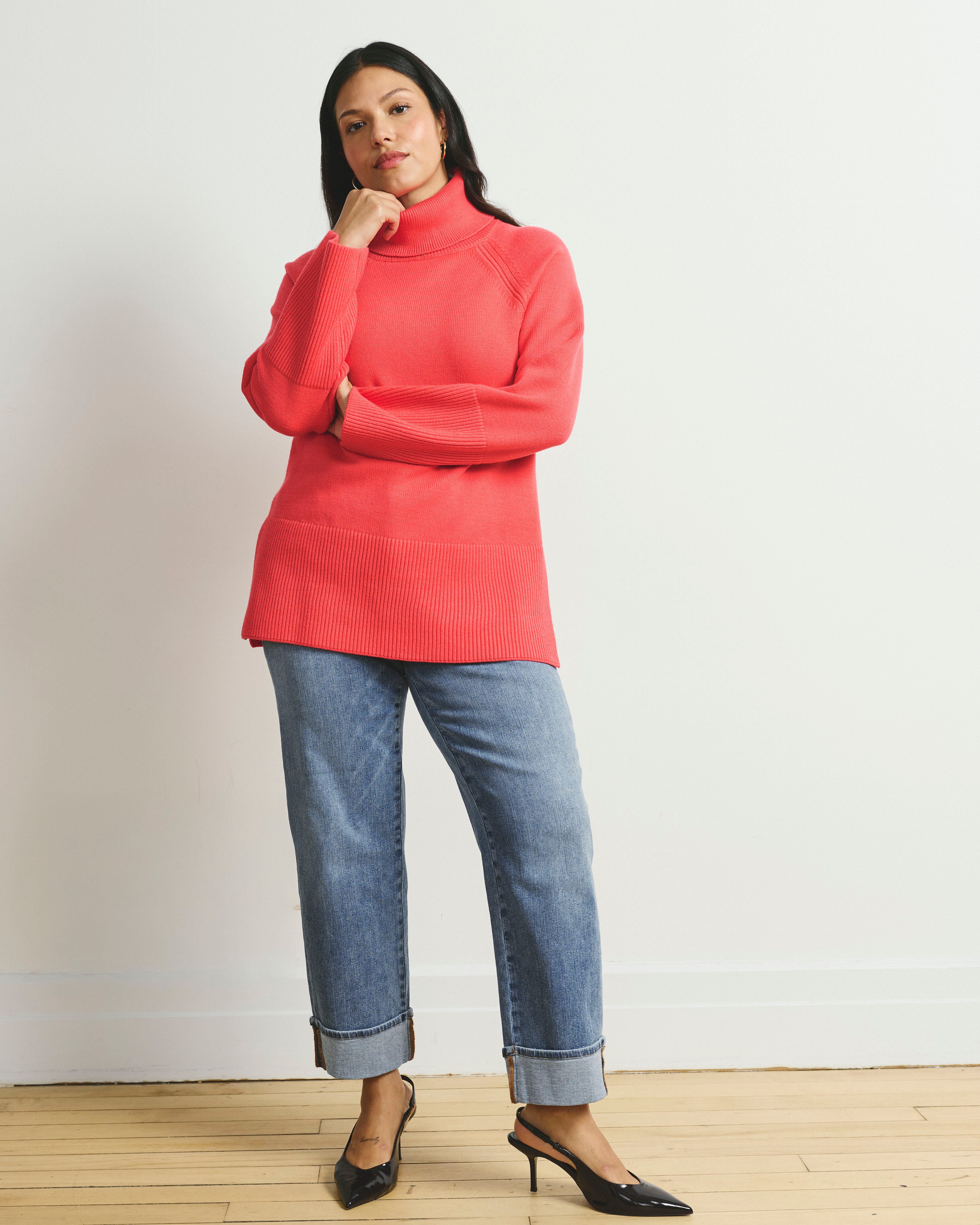 Better-Than-Wool Oversize Turtleneck Sweater - Cinnamon Rose