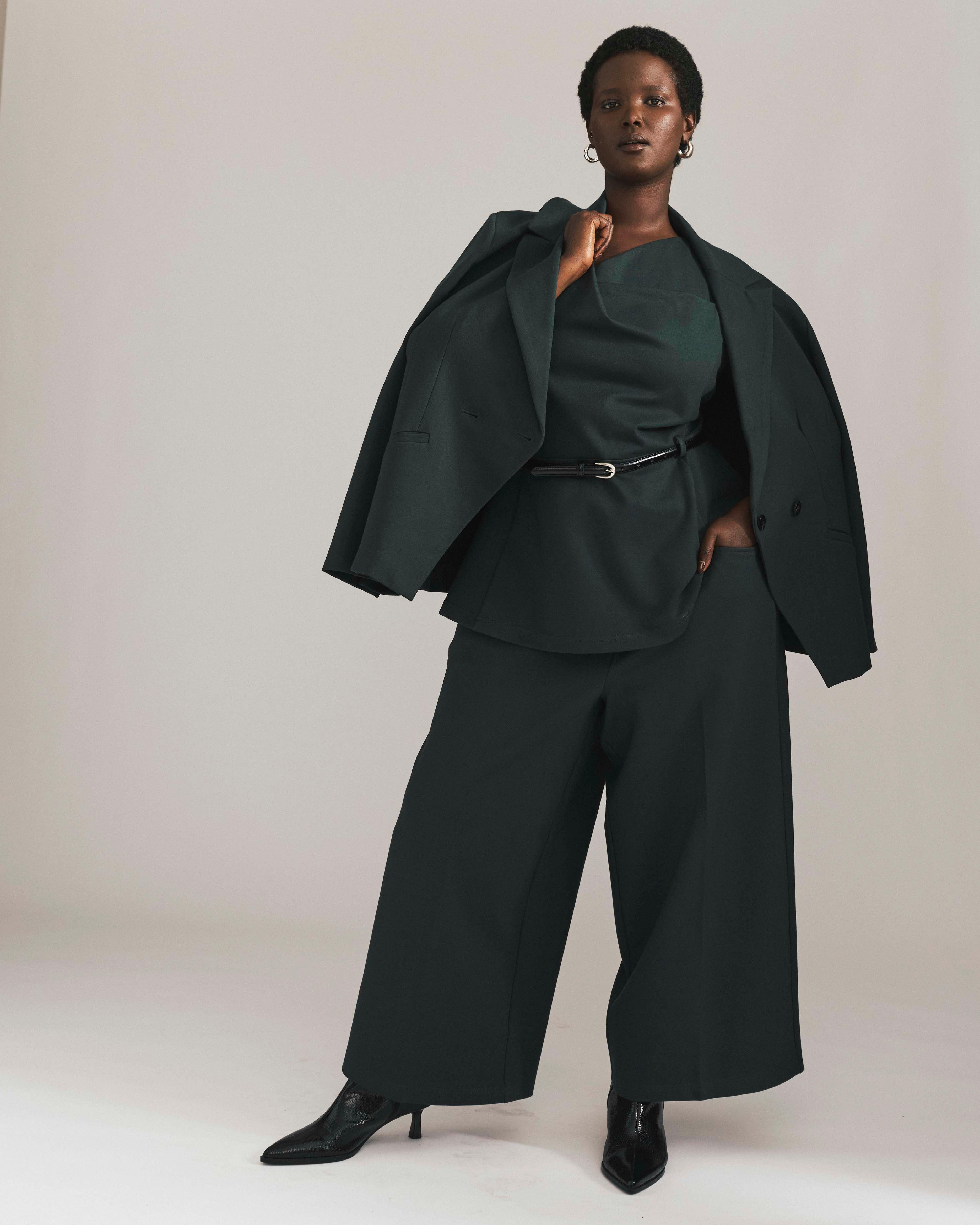 Bianca Double Breasted Ponte Blazer - Green Gemstone