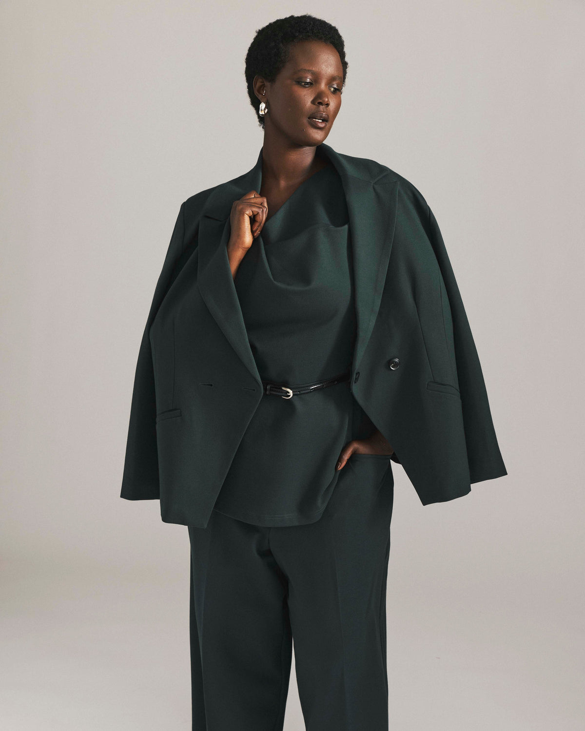 Bianca Double Breasted Ponte Blazer - Green Gemstone
