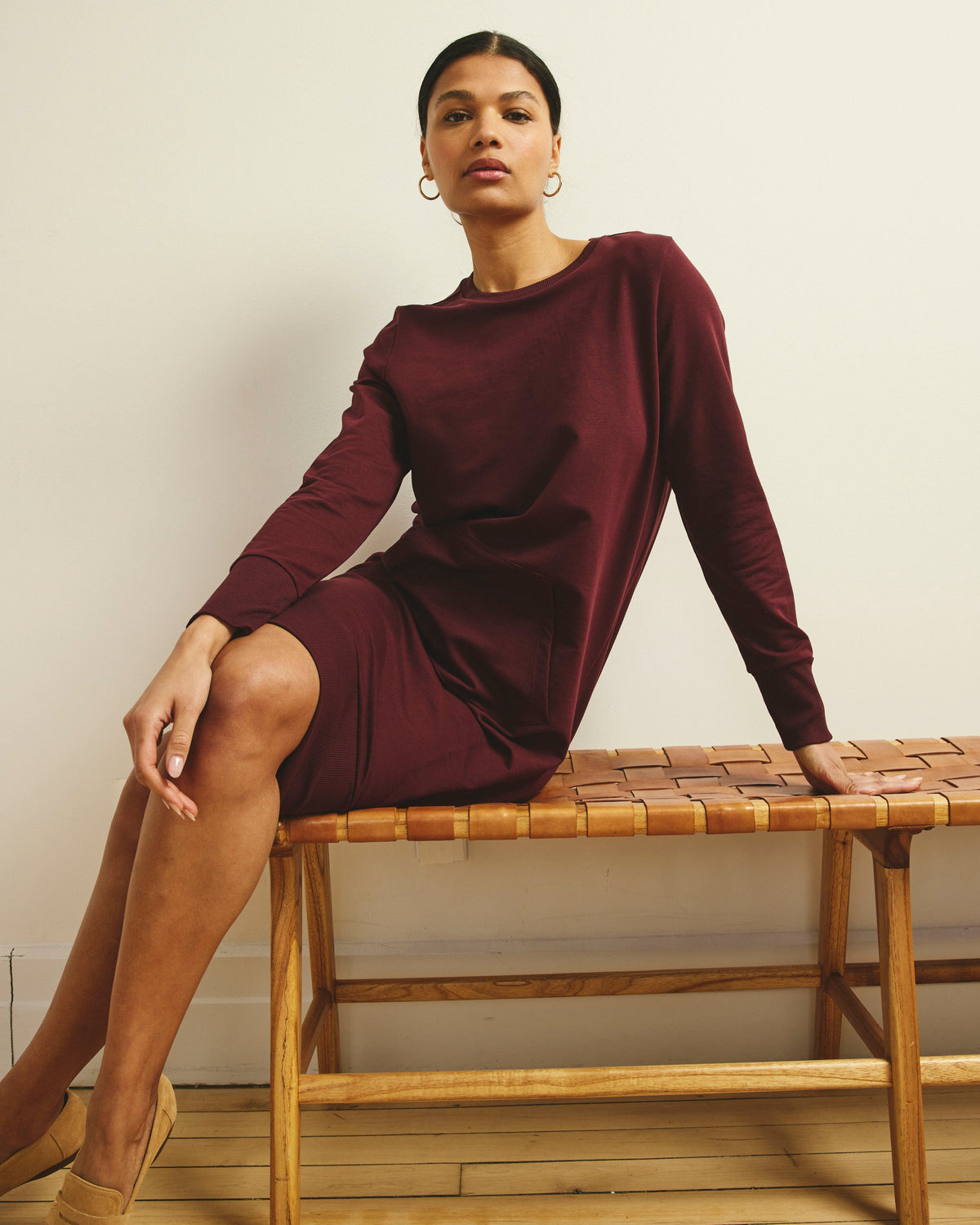 Bree Sweatshirt Dress - Black Cherry