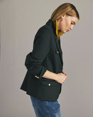 4 Pocket Ponte Blazer - Green Gemstone with Gold Buttons