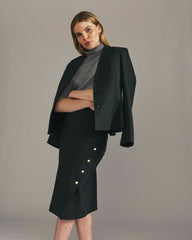 Anya Ponte Skirt - Green Gemstone with Gold Buttons