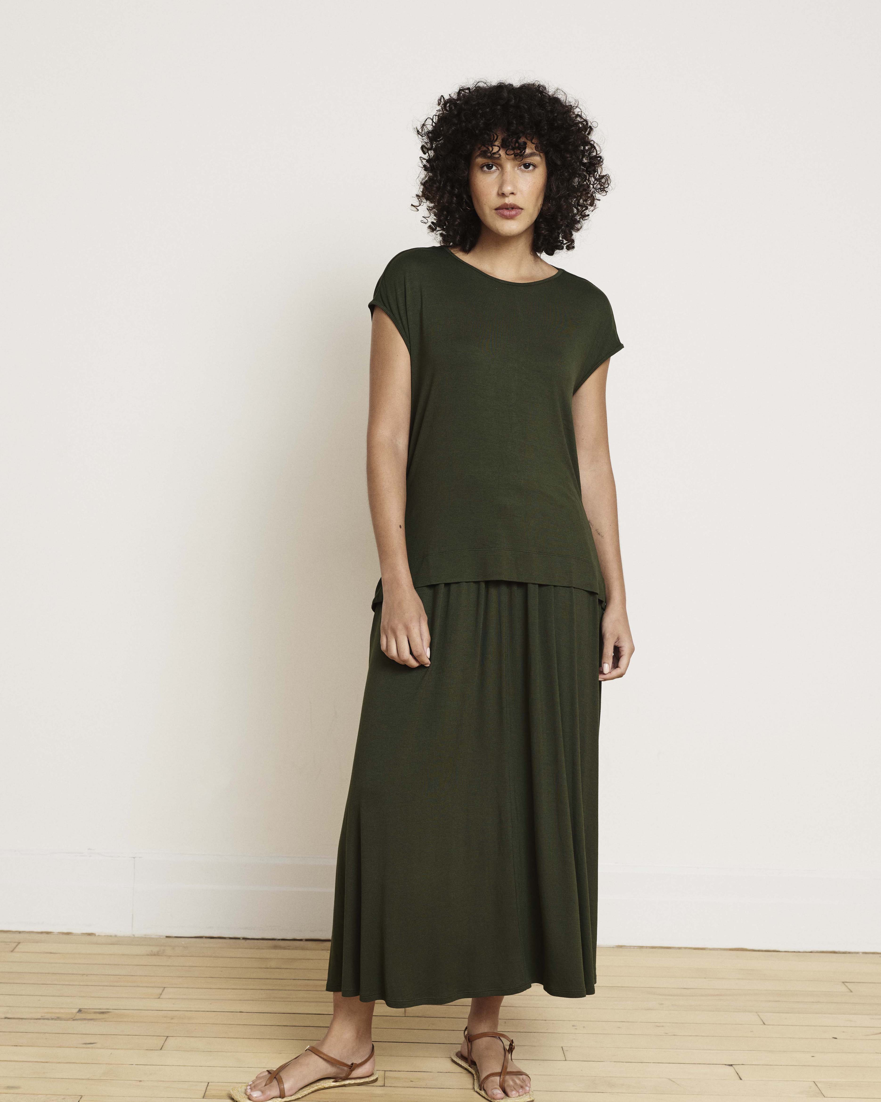 Alida Draped Liquid Jersey Top - Coratina Green