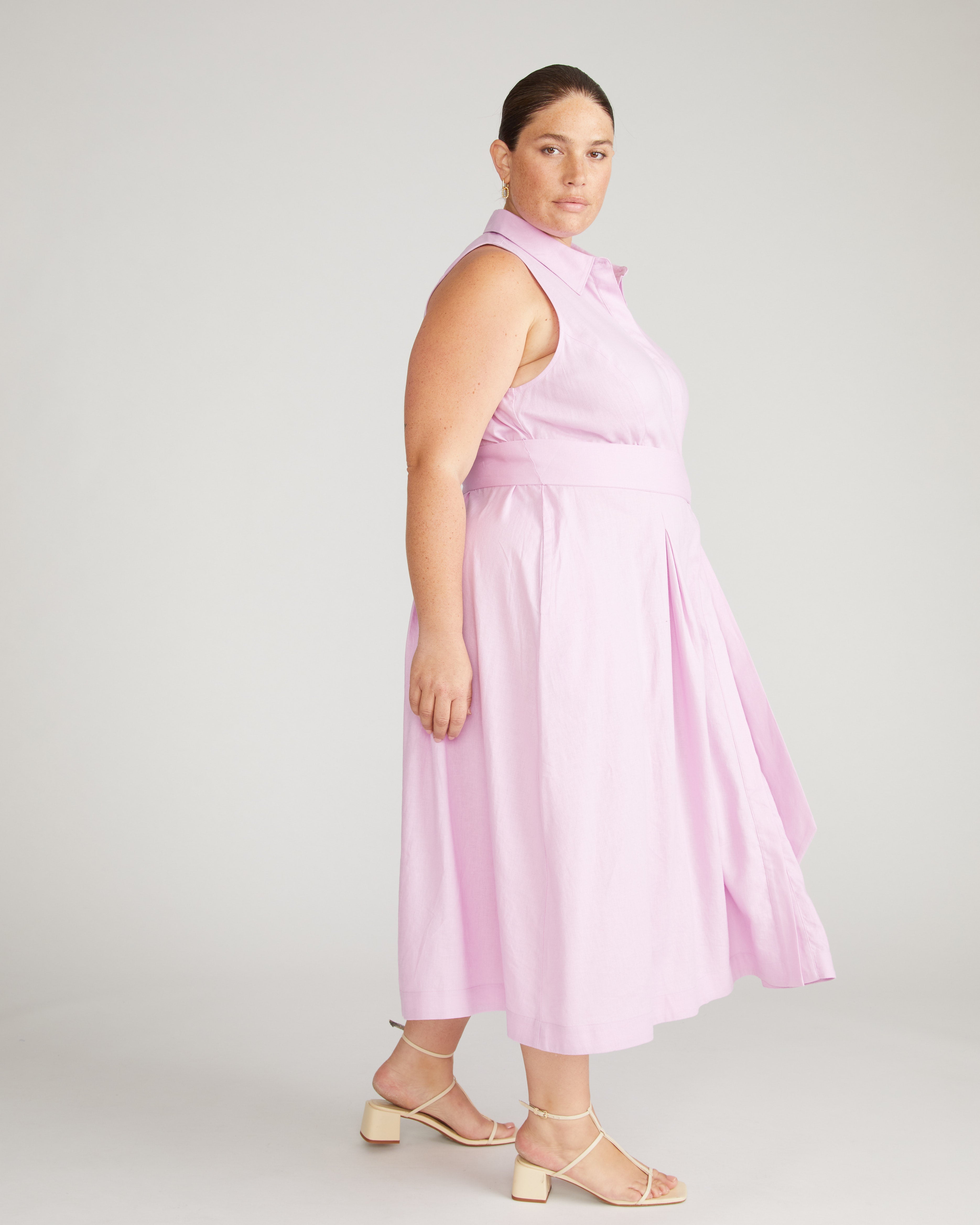 Adelaide Linen Blend Shirtdress - Lilac