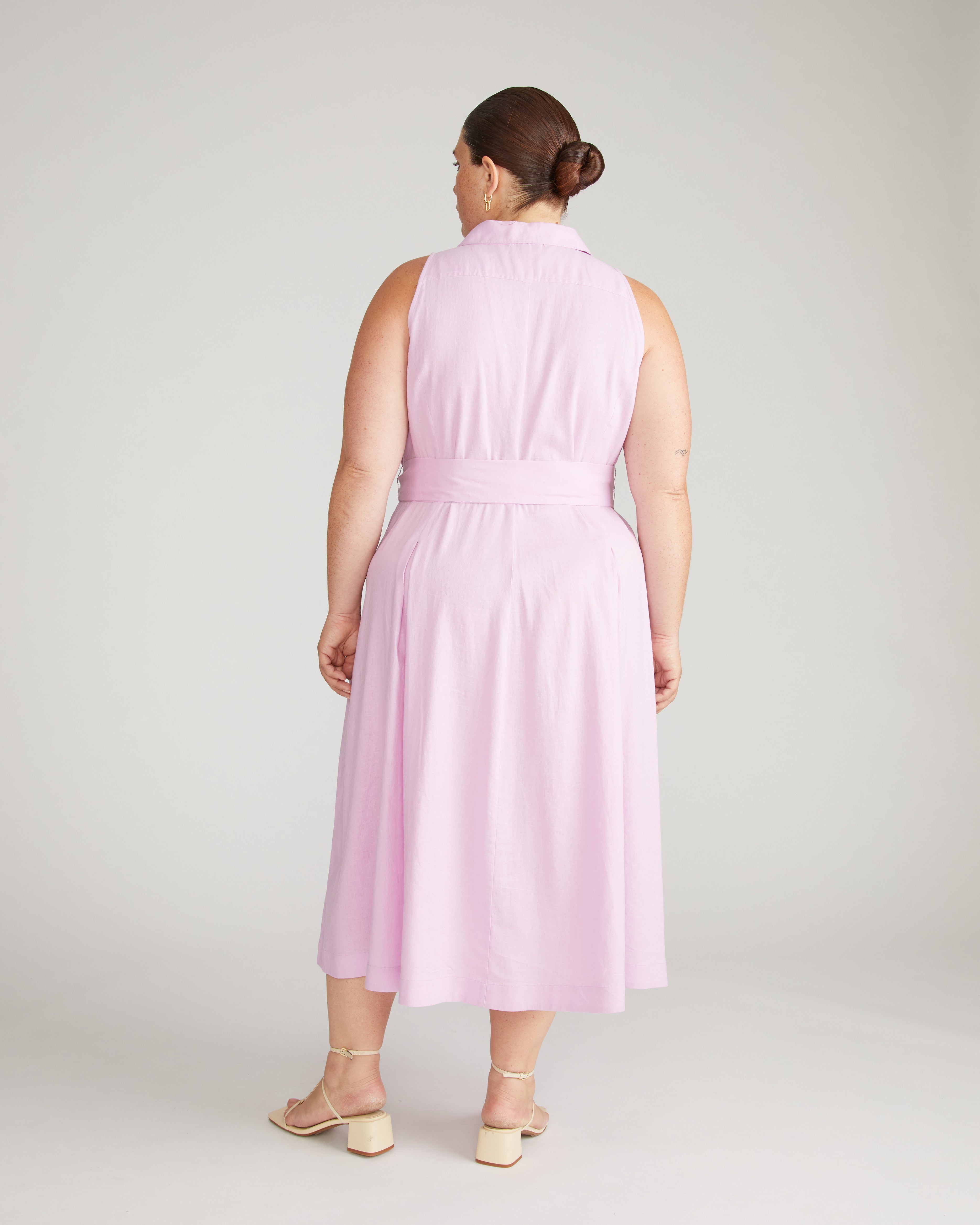 Adelaide Linen Blend Shirtdress - Lilac