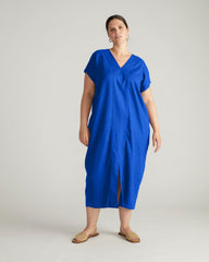 Cabana Linen Blend Kaftan - Ultramarine