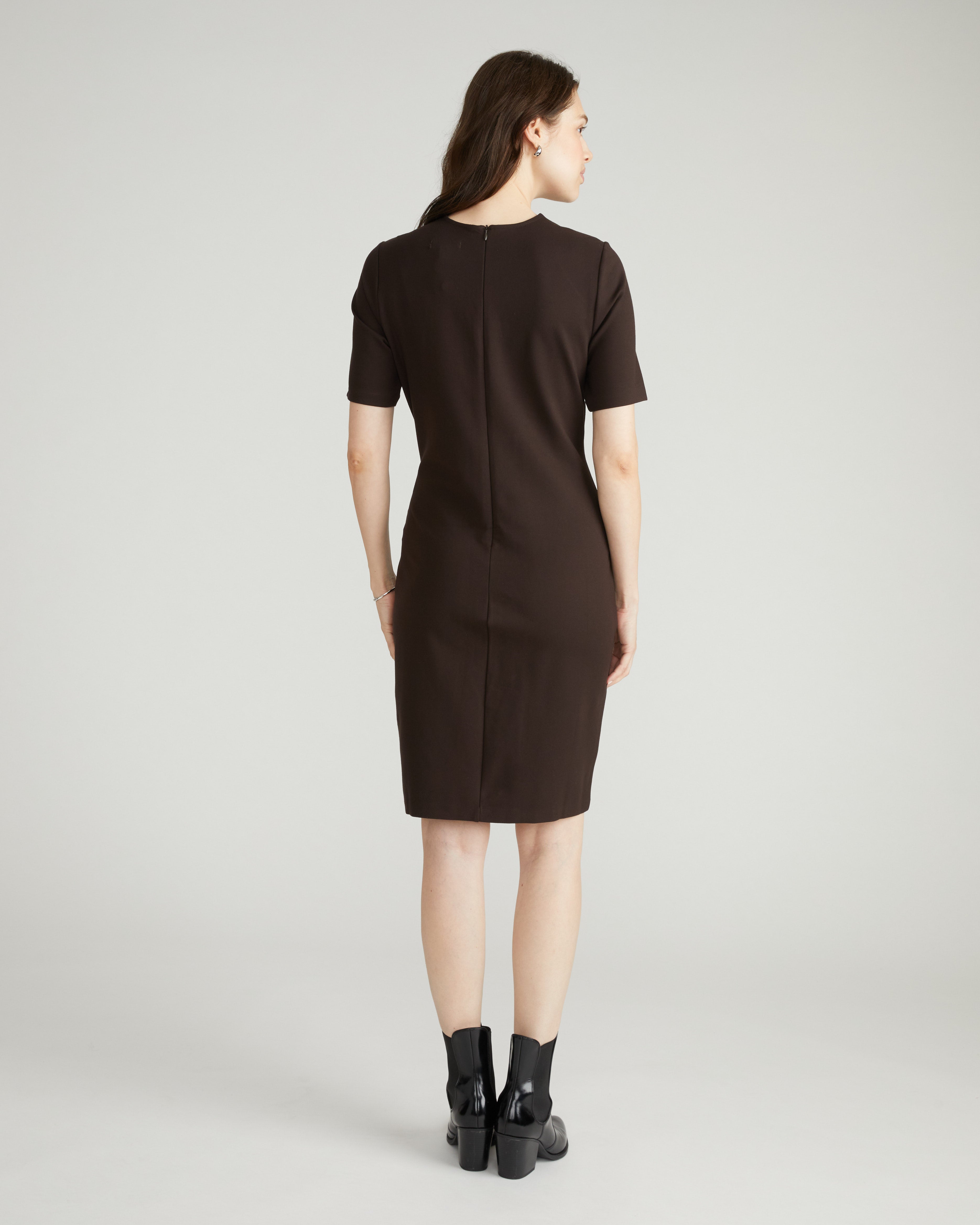 Envelope Neck Ponte Dress - Espresso