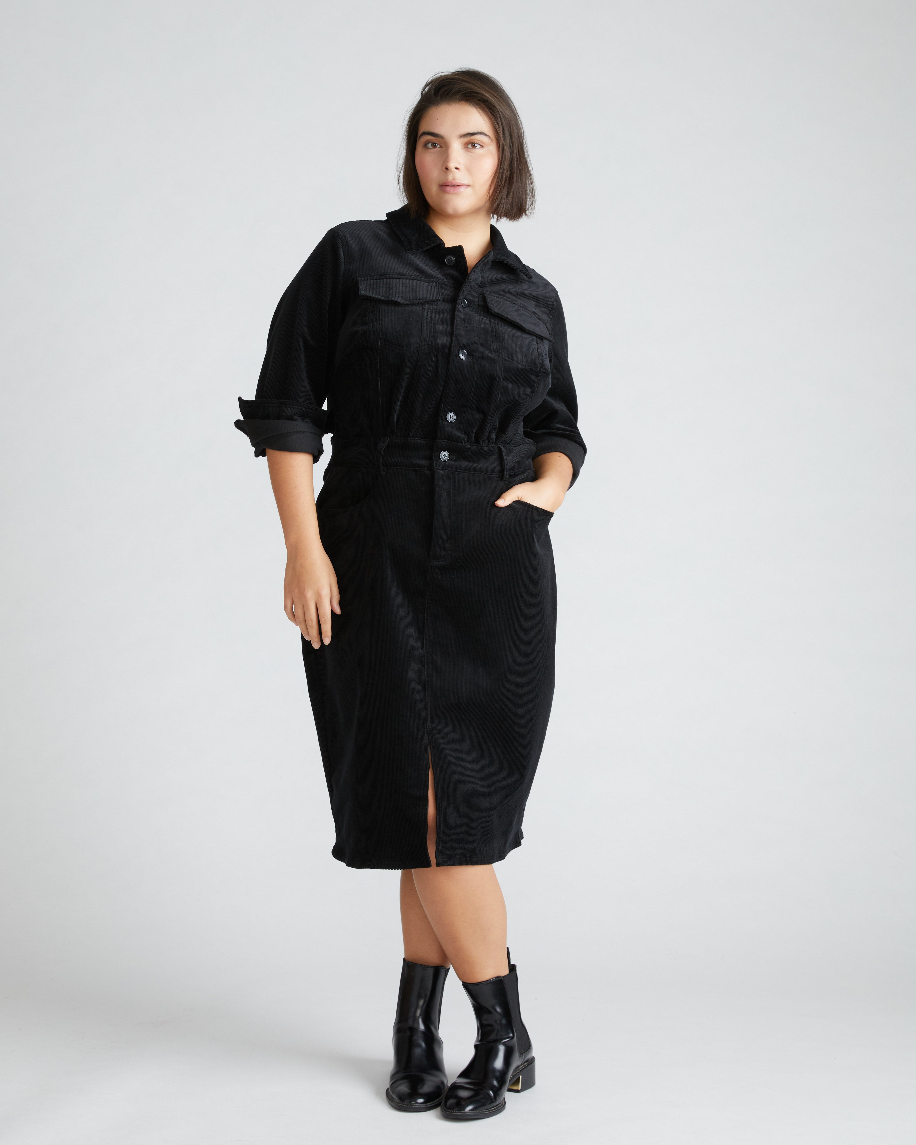 Dakota Corduroy Dress - Black