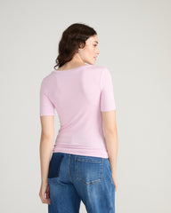 Cloud Rib Short Sleeve Crew Neck Tee - Pink Dreams