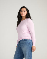 Cloud Rib Long Sleeve Crew Neck Tee - Pink Dreams