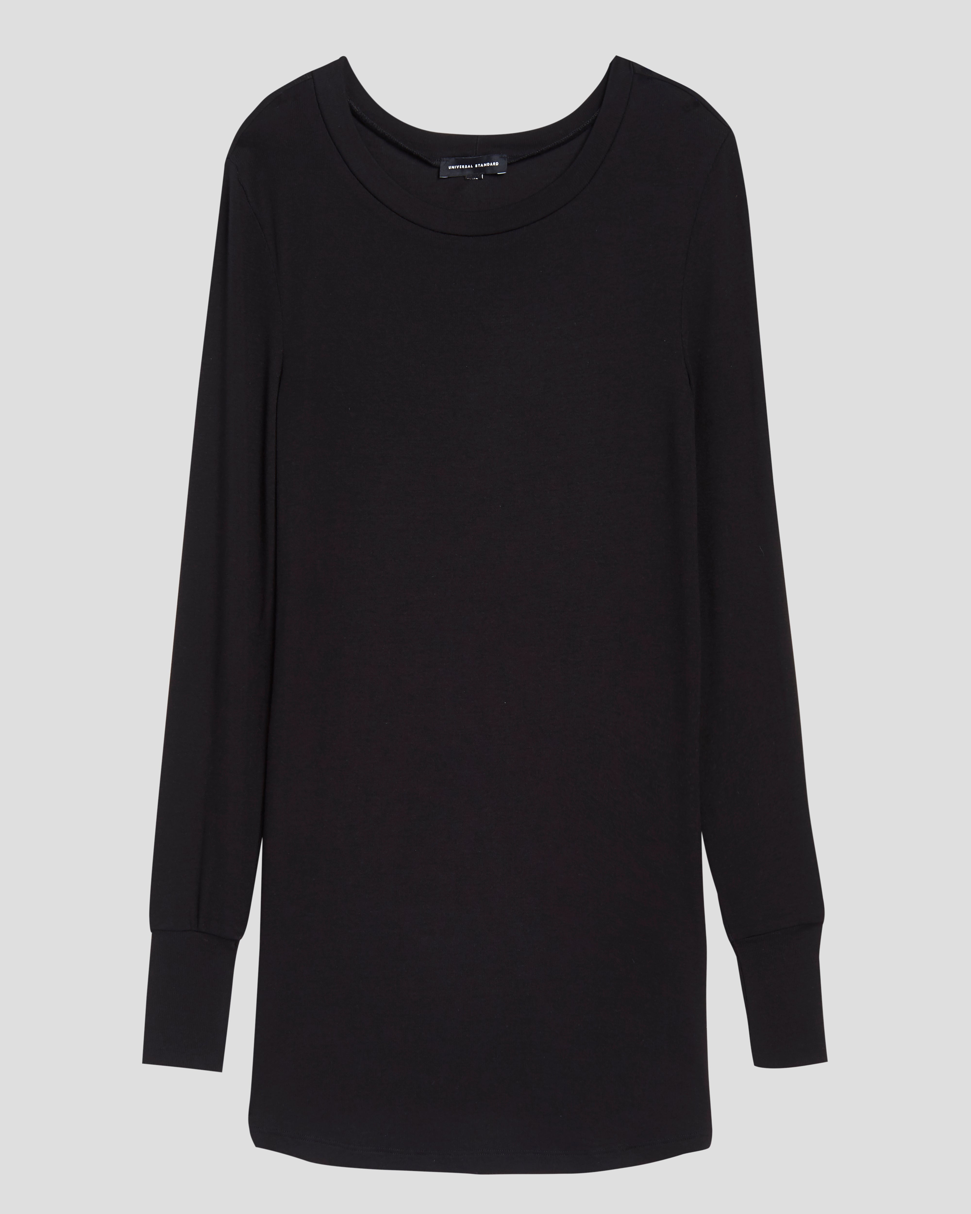 Cloud Rib Long Sleeve Crew Neck Tee - Black